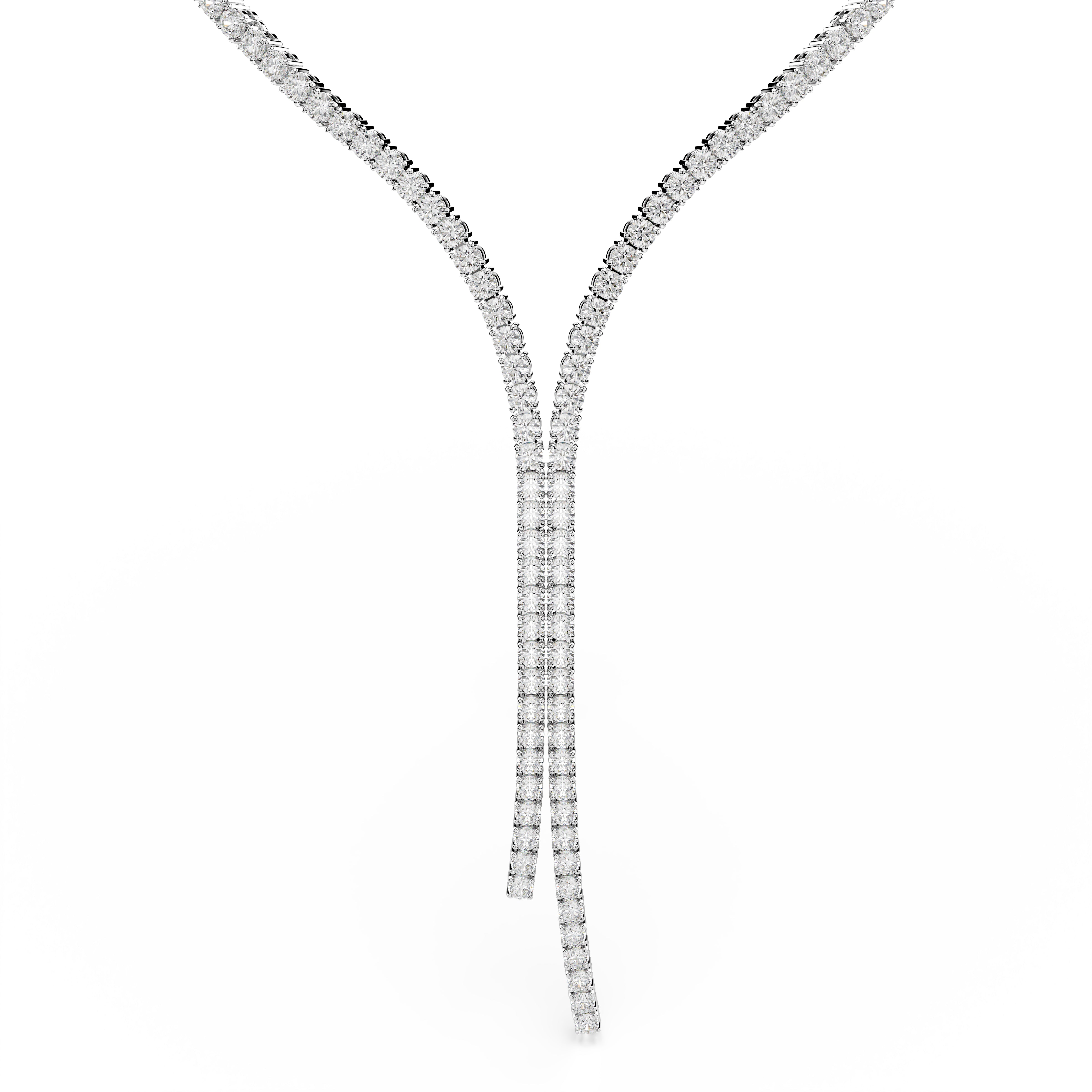 Matrix Y Kolye, Yuvarlak Kesim, Beyaz, Rodyum Kaplama