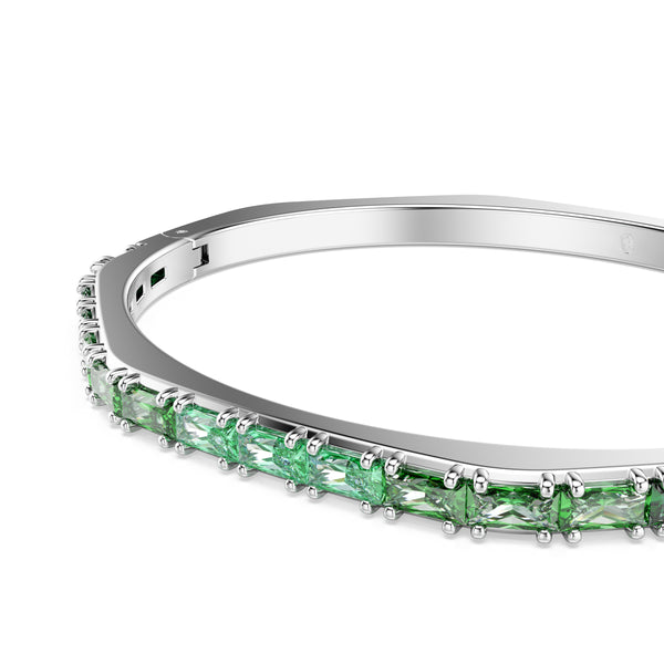 Matrix Bangle Bileklik, Baget Kesim, Yeşil, Rodyum Kaplama