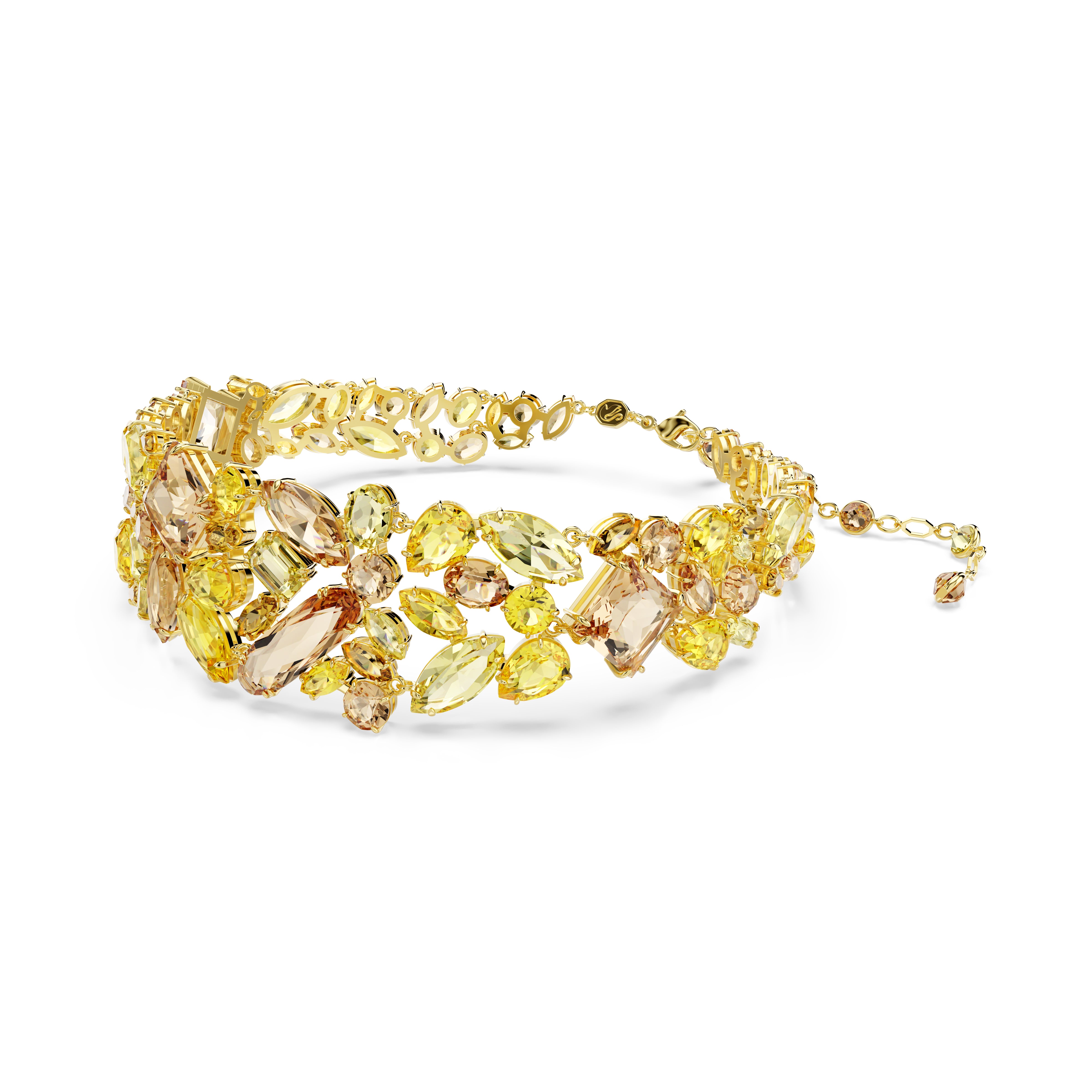 Gema Choker Kolye, Karışık Kesim, Sarı, Altın Rengi Kaplama