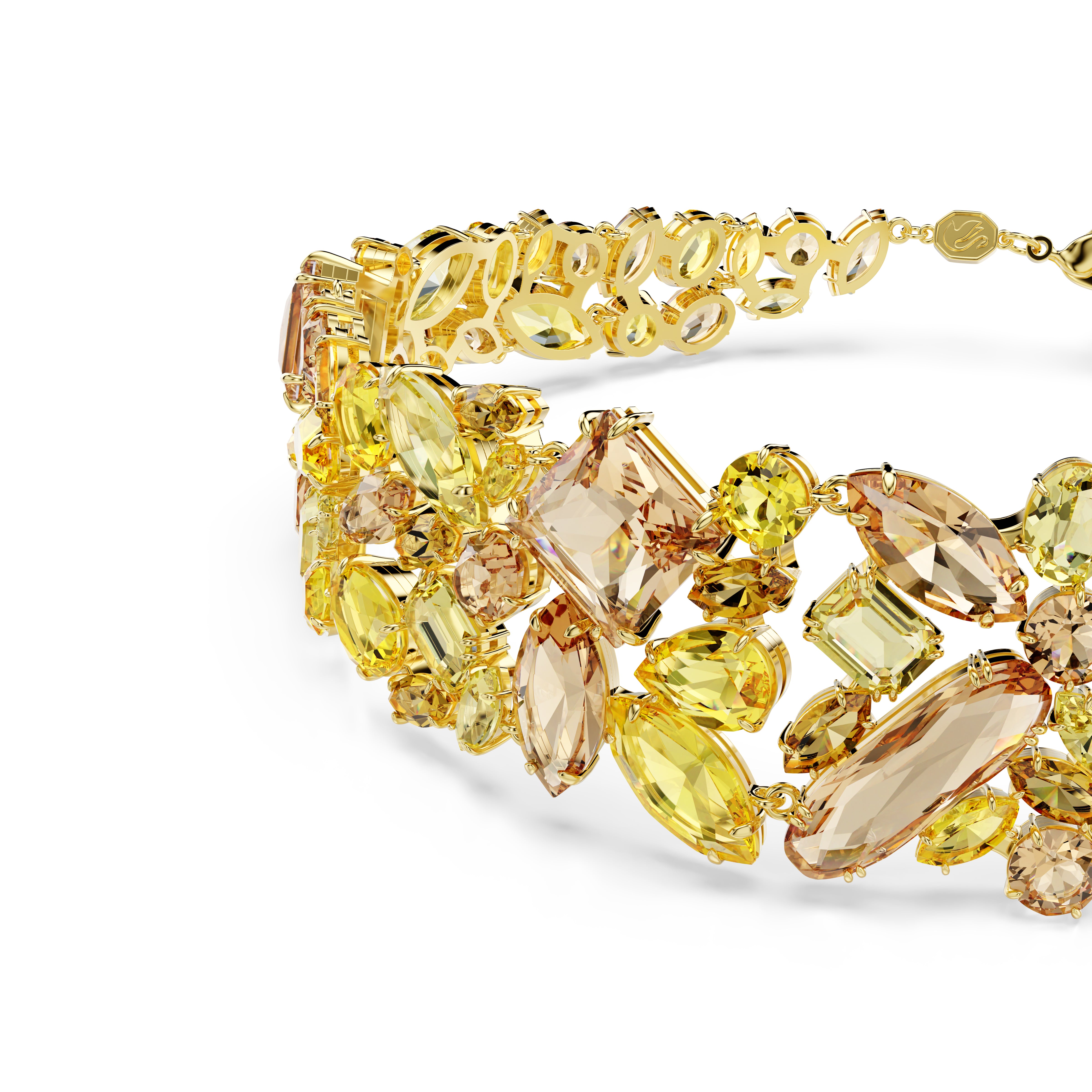 Gema Choker Kolye, Karişik Kesimler, Sari, Altin Rengi Kaplama