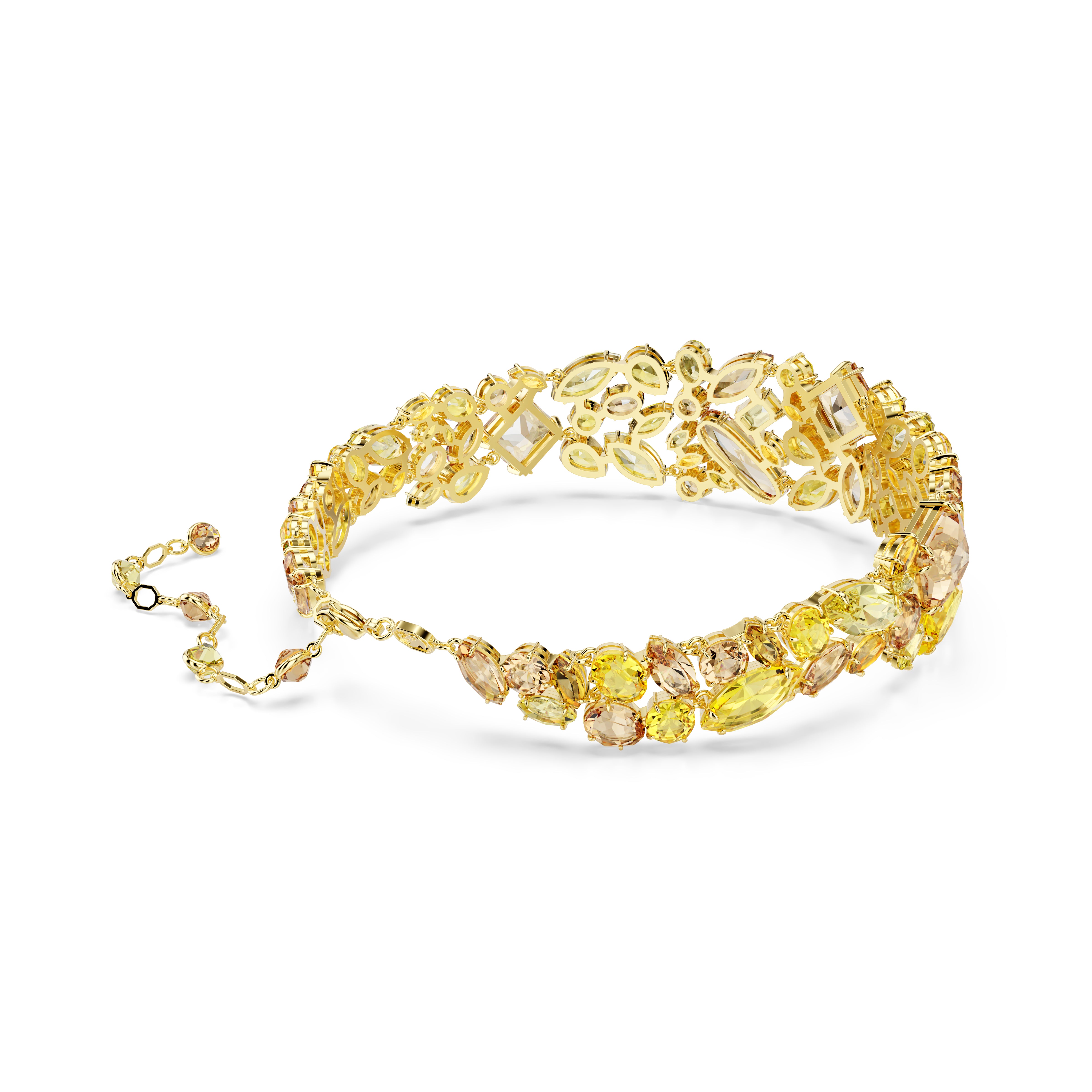 Gema Choker Kolye, Karışık Kesim, Sarı, Altın Rengi Kaplama