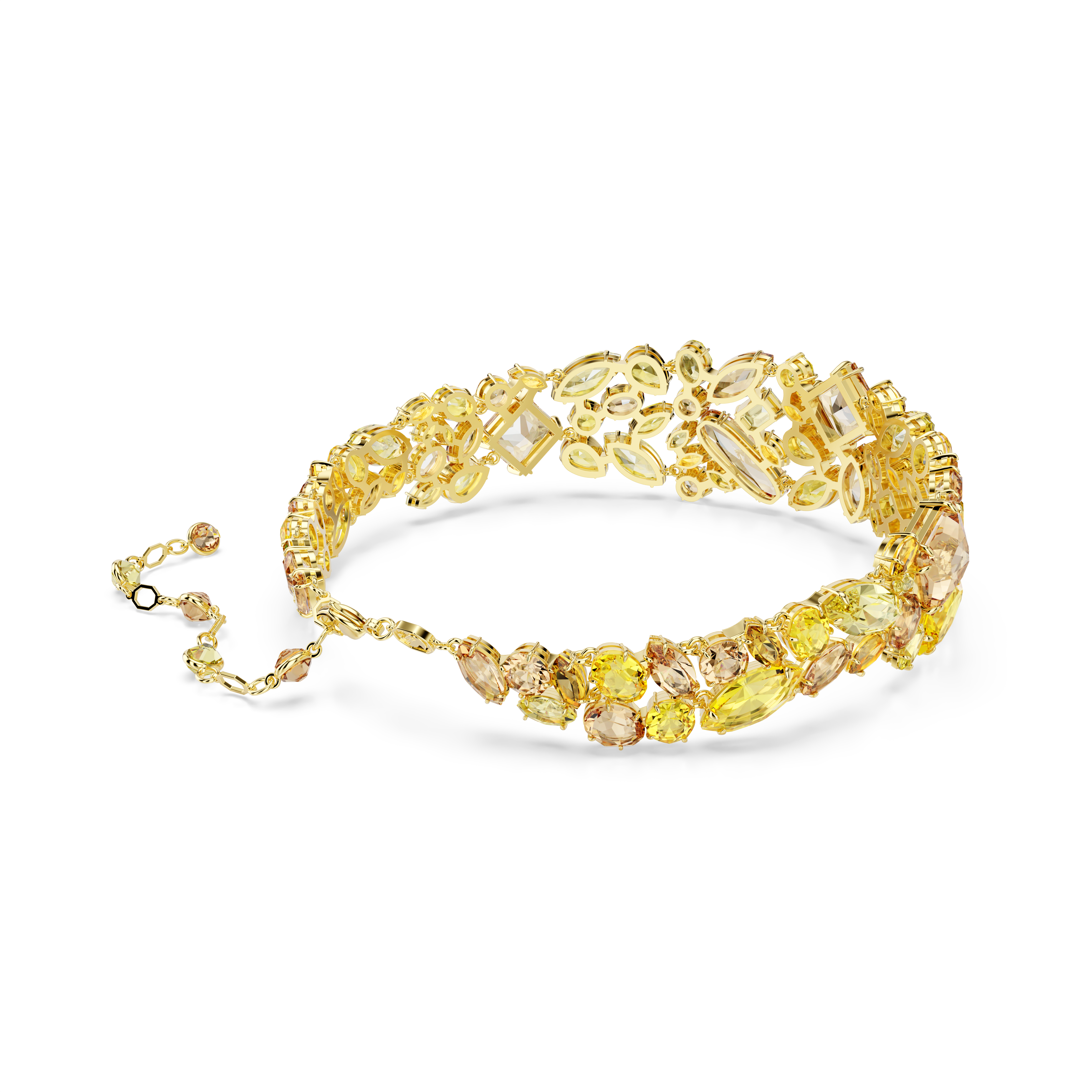 Gema Choker Kolye, Karışık Kesim, Sarı, Altın Rengi Kaplama