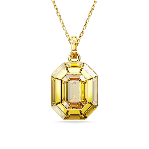 Lucent Kolye, Octagon Şekil, Sari, Altin Rengi Kaplama