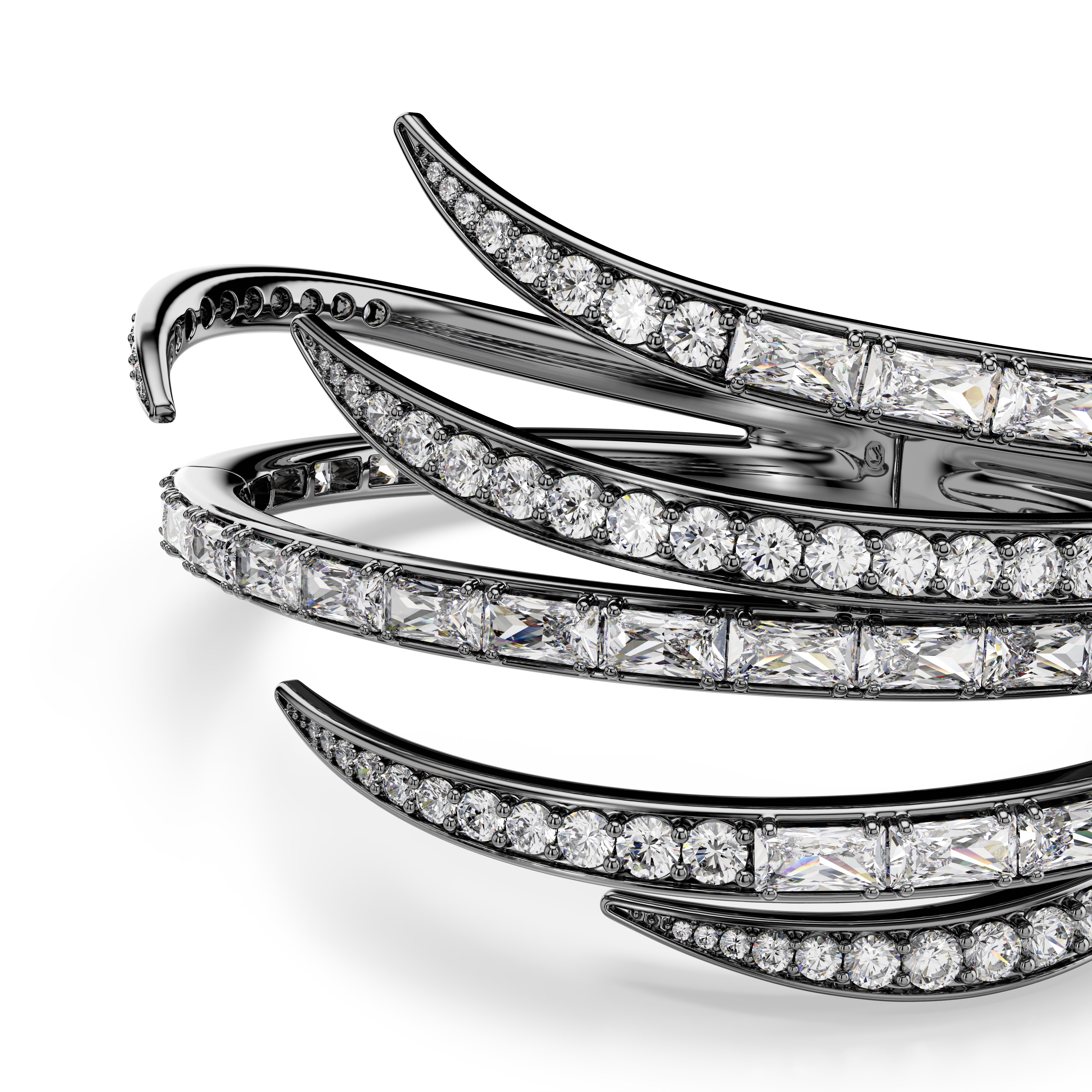 The Vienna Collection Bileklik, Tüy, Beyaz, Rutenyum Kaplama