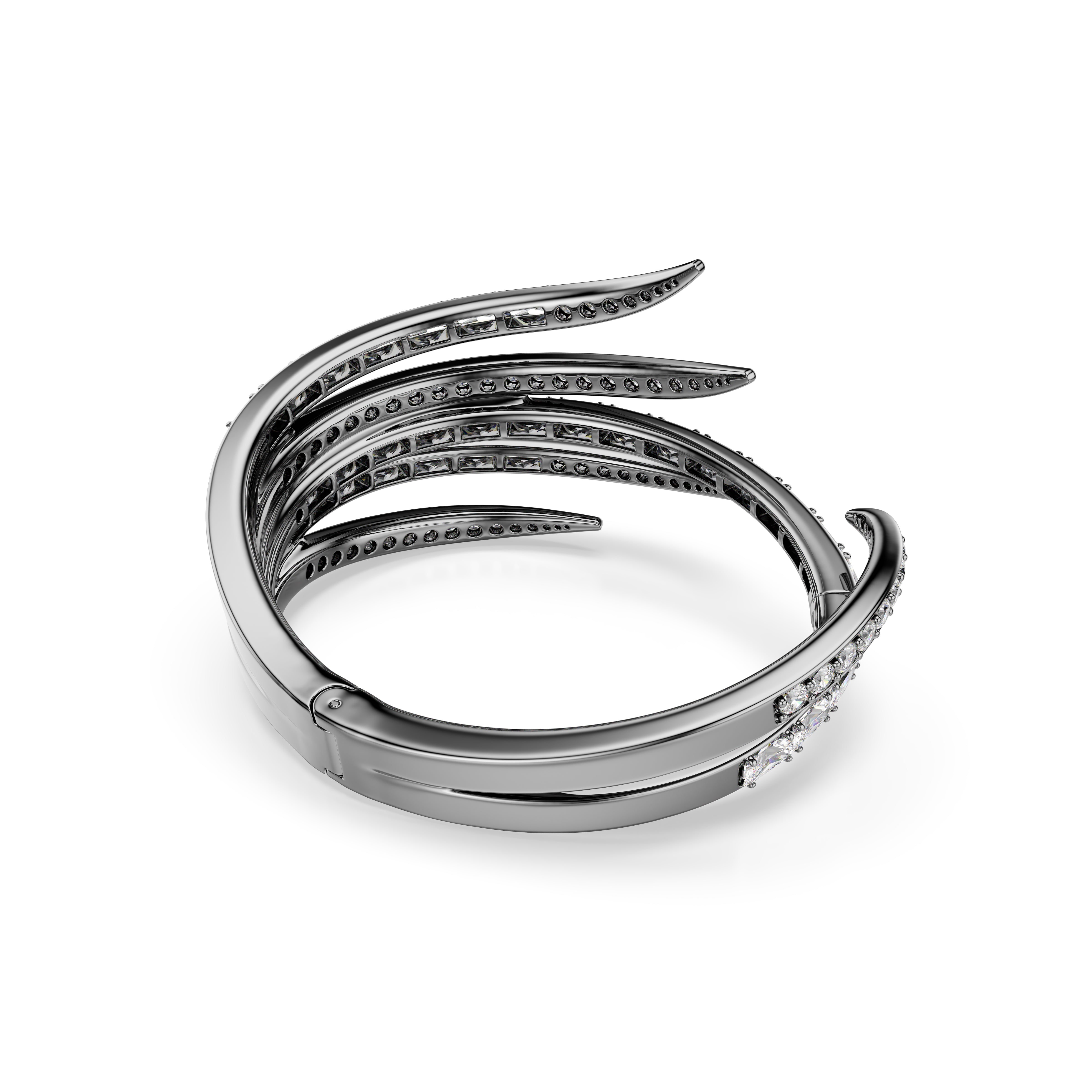 The Vienna Collection Bileklik, Tüy, Beyaz, Rutenyum Kaplama