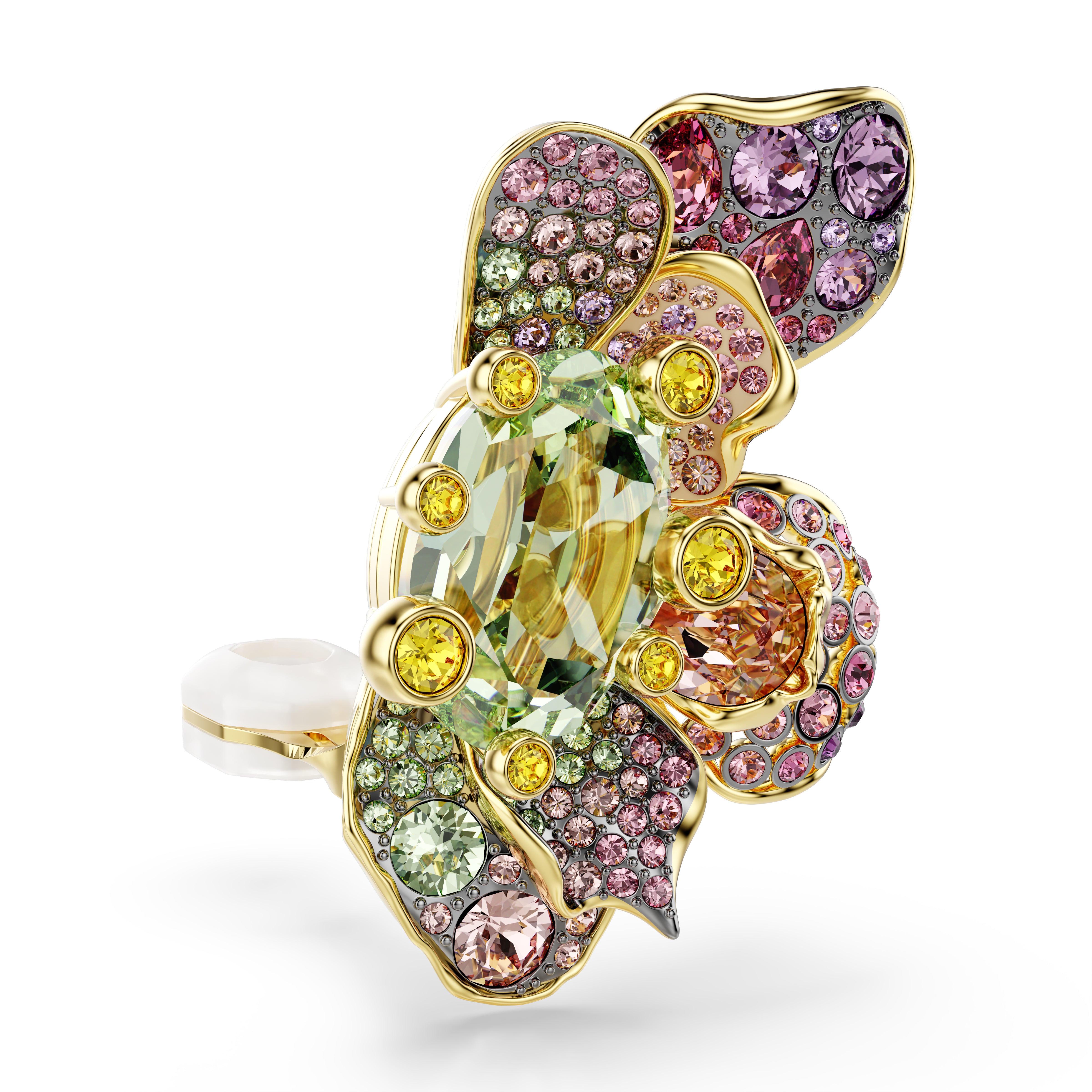 Idyllia Klips Küpe, Karişik Kesim, Pavé, Çiçek, Çok Renkli, Karişik Metal Kaplama