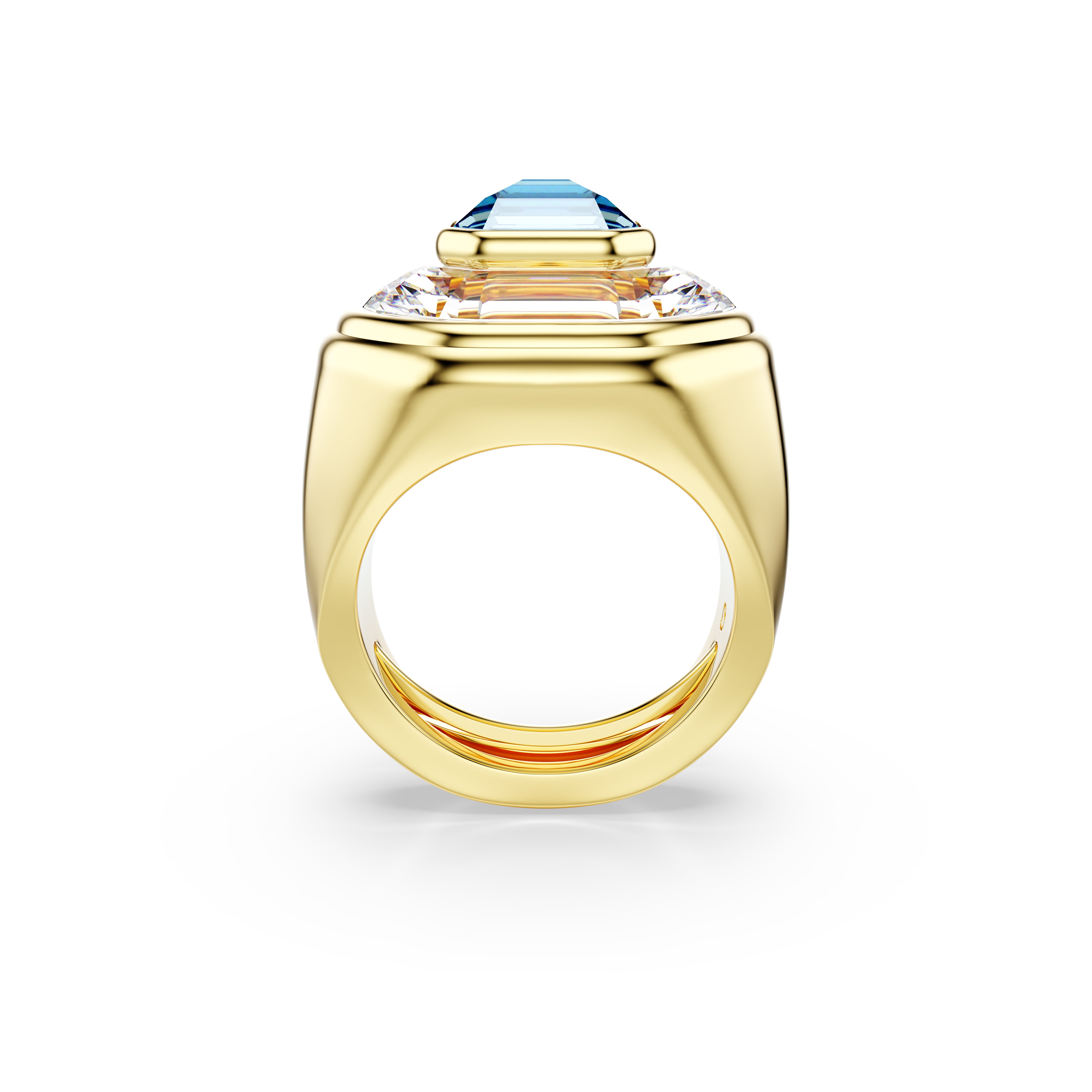 Chroma Kokteyl Yüzük, Octagon Kesim, Mavi, Altin Rengi Kaplama
