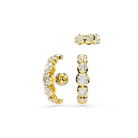 Imber Earcuff, Set (3), Yuvarlak Kesim, Beyaz, Altin Rengi Kaplama