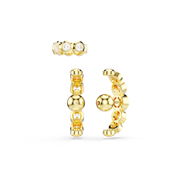 Imber Earcuff, Set (3), Yuvarlak Kesim, Beyaz, Altin Rengi Kaplama