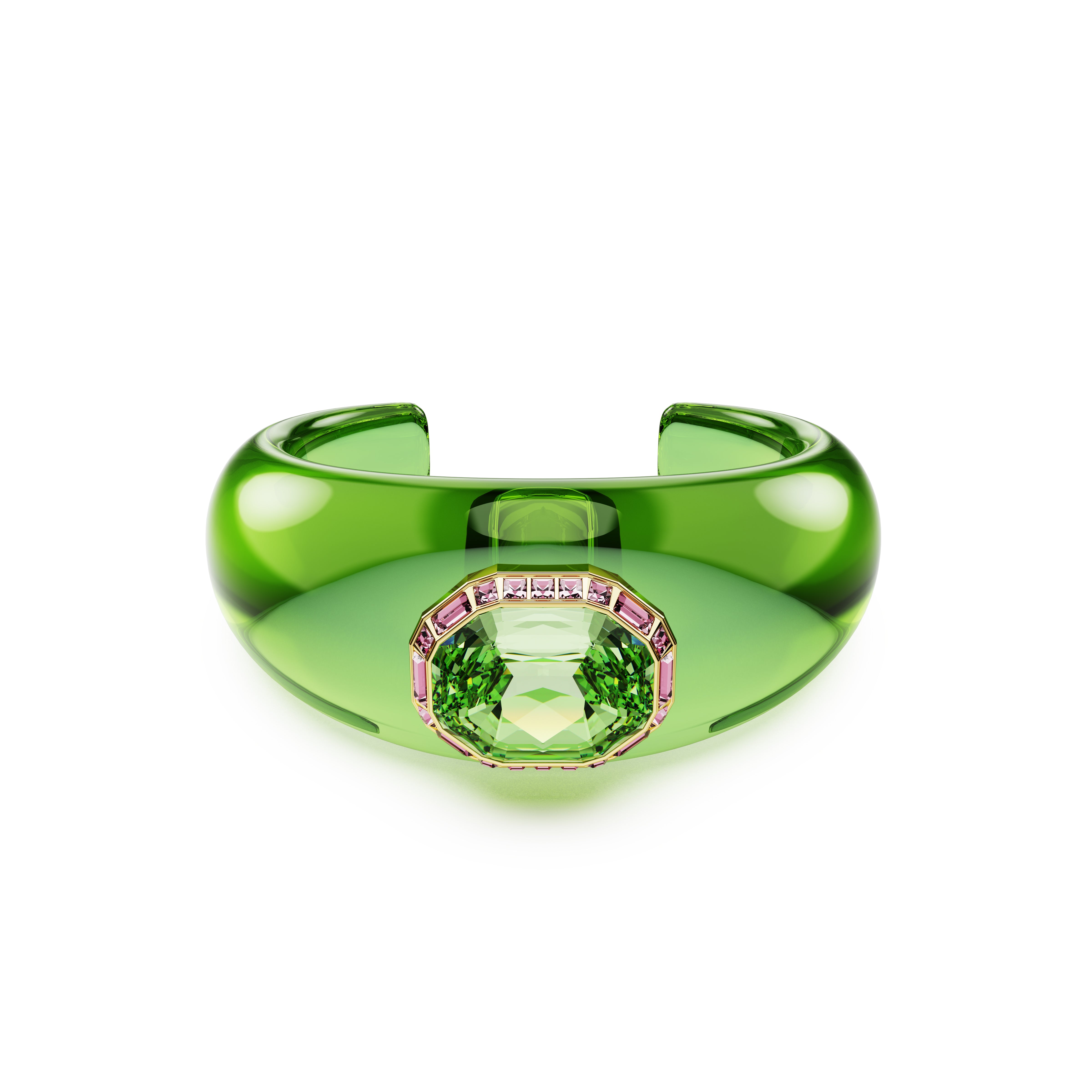 Dulcis Kelepçe Bileklik, Octagon Kesim, Pavé, Yeşil, Altin Rengi Kaplama