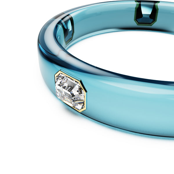 Dulcis Bangle Bileklik, Octagon Kesim, Mavi, Altin Rengi Kaplama