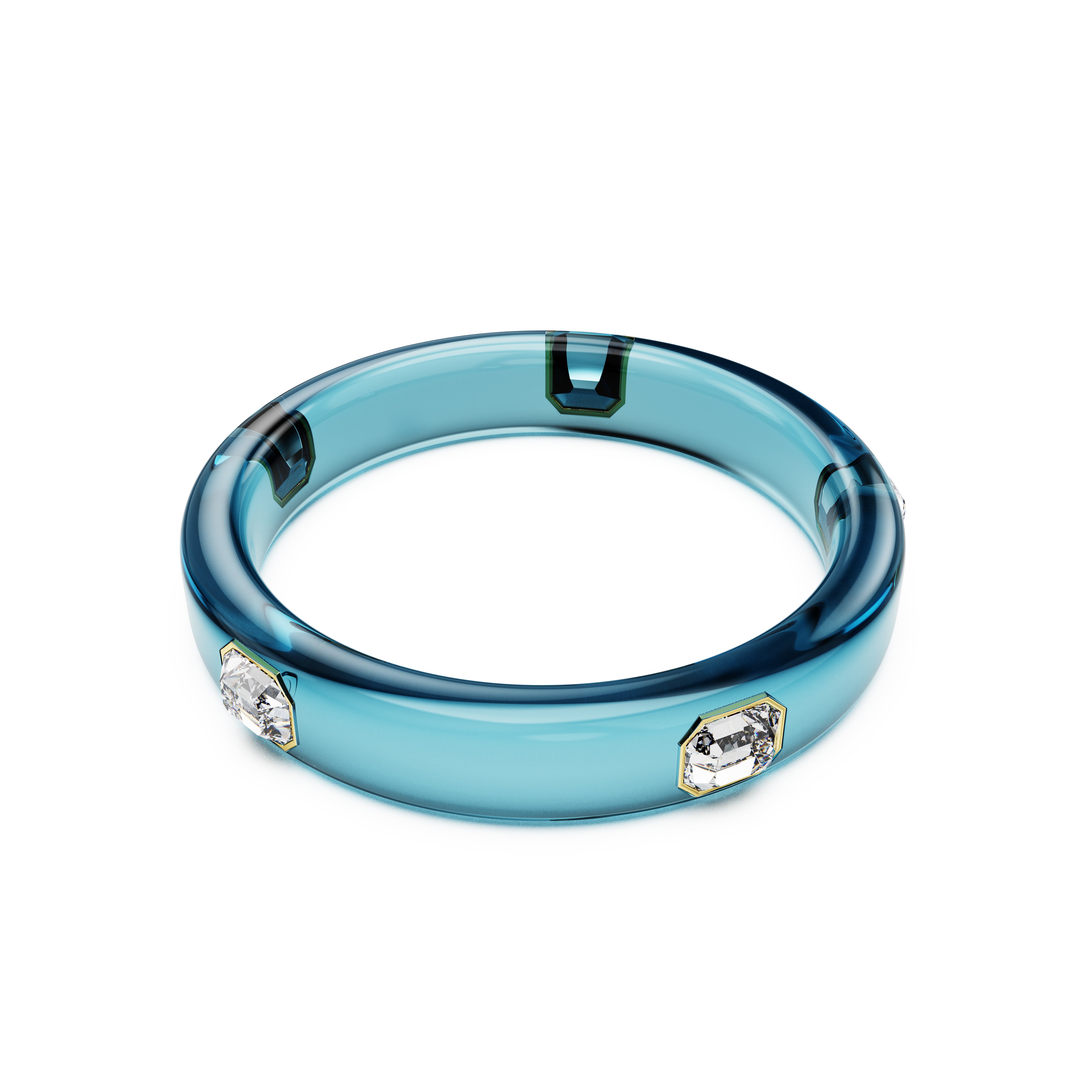 Dulcis Bangle Bileklik, Octagon Kesim, Mavi, Altin Rengi Kaplama, M