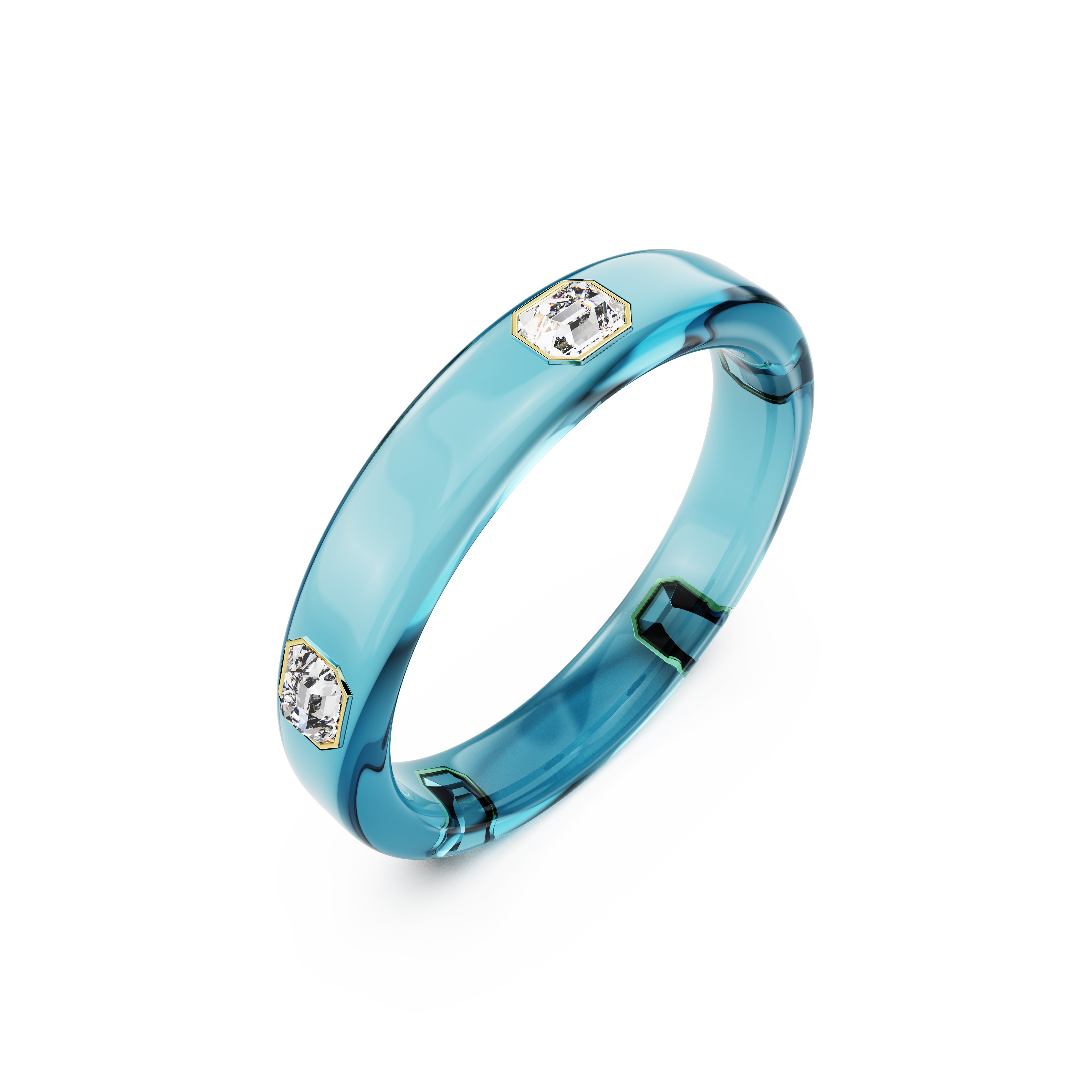 Dulcis Bangle Bileklik, Octagon Kesim, Mavi, Altin Rengi Kaplama, M
