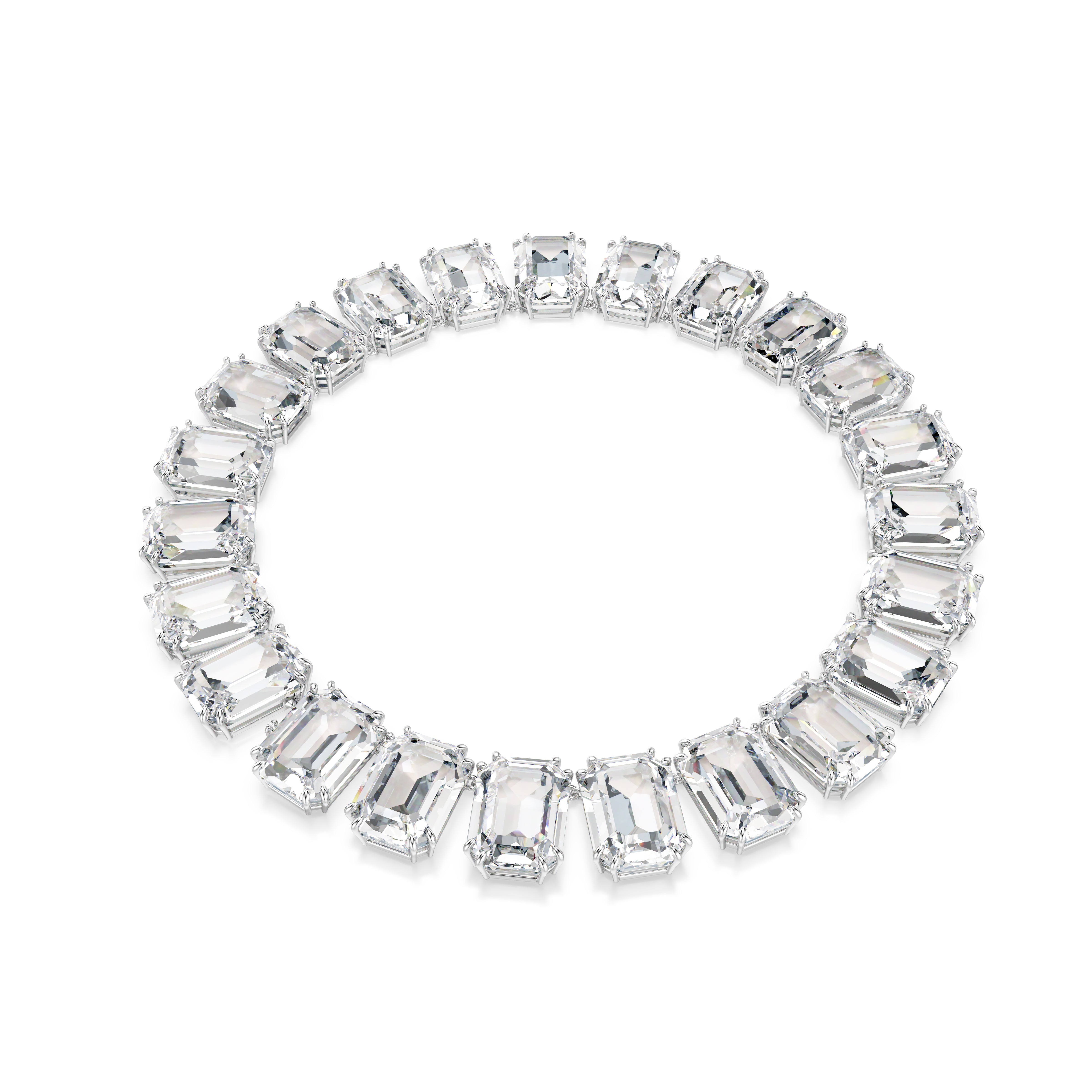 Millenia Kolye, Büyük Kristaller, Sekizgen Kesim, Beyaz, Rodyum Kaplama