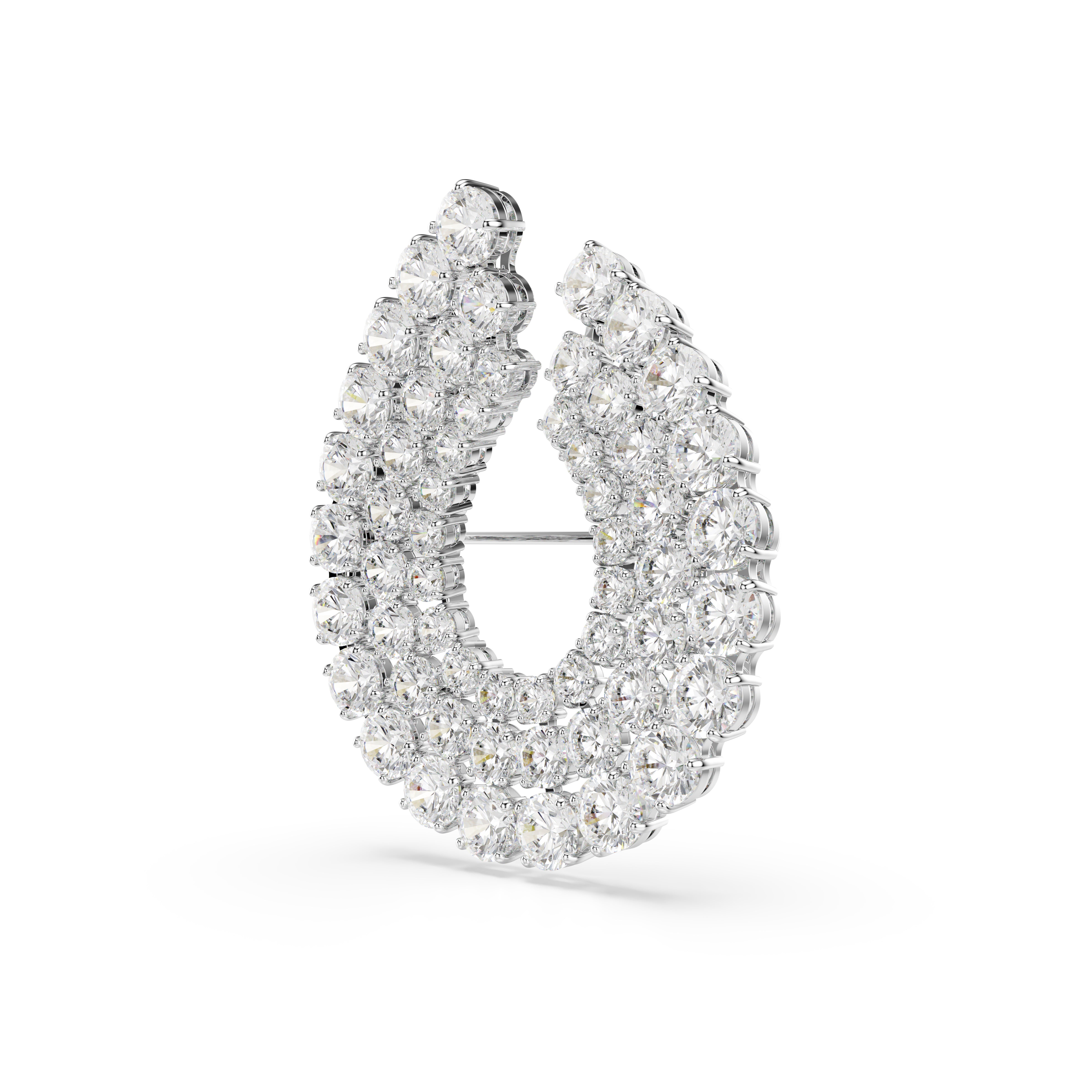 Matrix Broş, Yuvarlak Kesim, Beyaz, Rodyum Kaplama