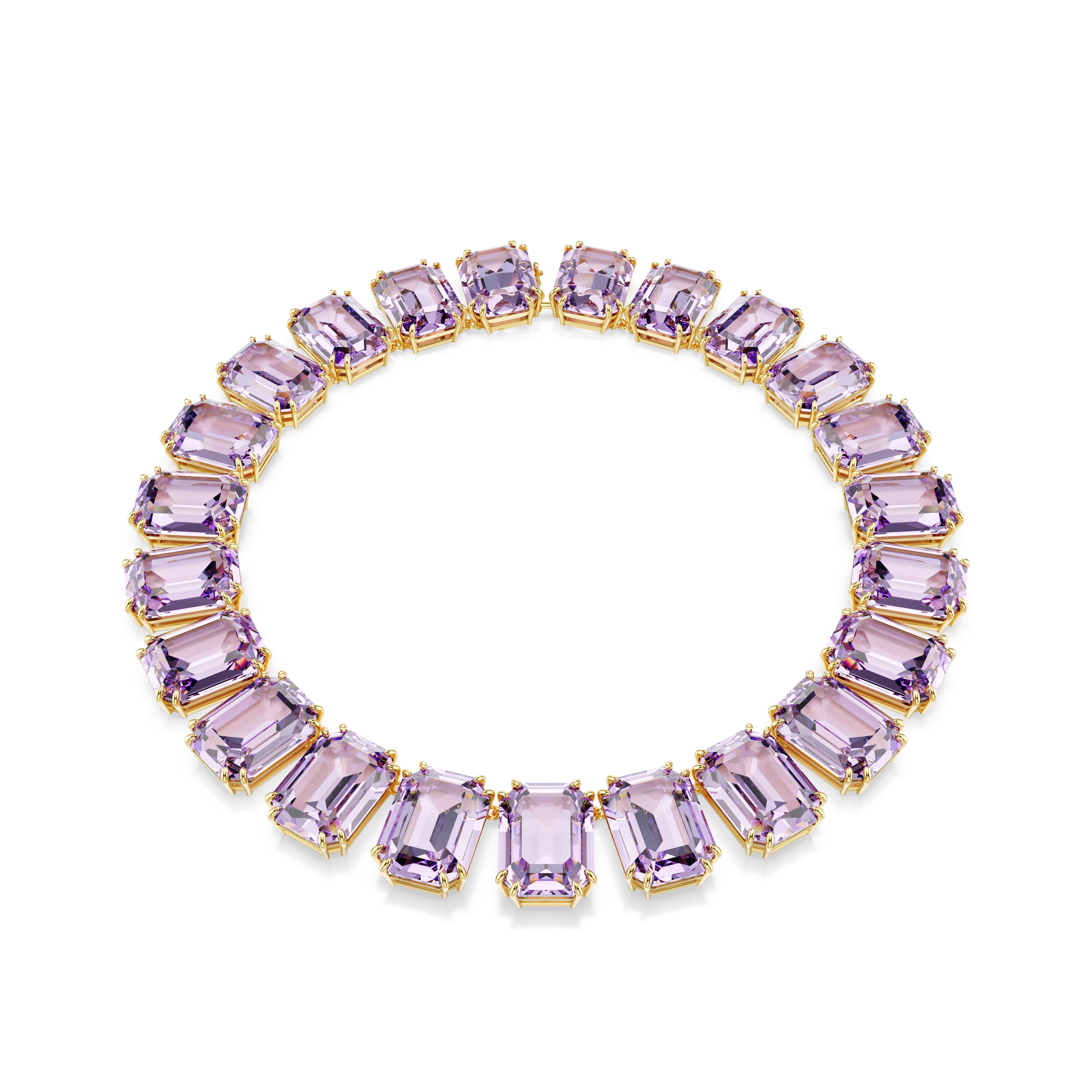 Millenia Tennis Kolye, Octagon Kesim, Mor, Altin Rengi Kaplama