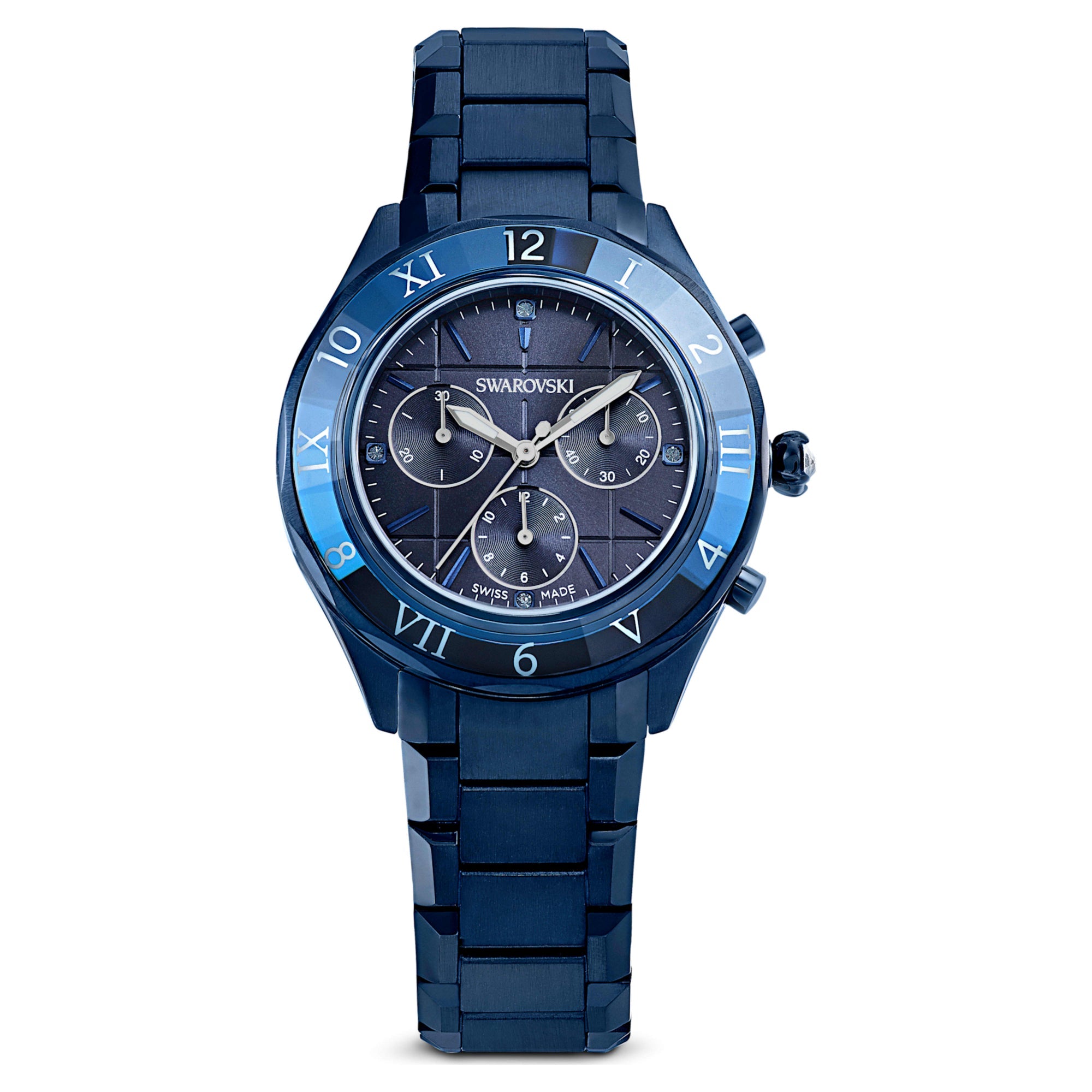 Dextera Chrono Saat, 39 mm, İsviçre Üretimi, Metal bileklik, Mavi, Mavi yüzey