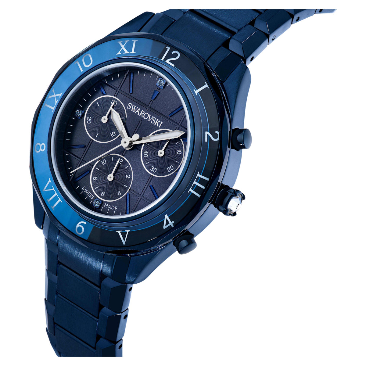 Dextera Chrono Saat, 39 mm, İsviçre Üretimi, Metal bileklik, Mavi, Mavi yüzey