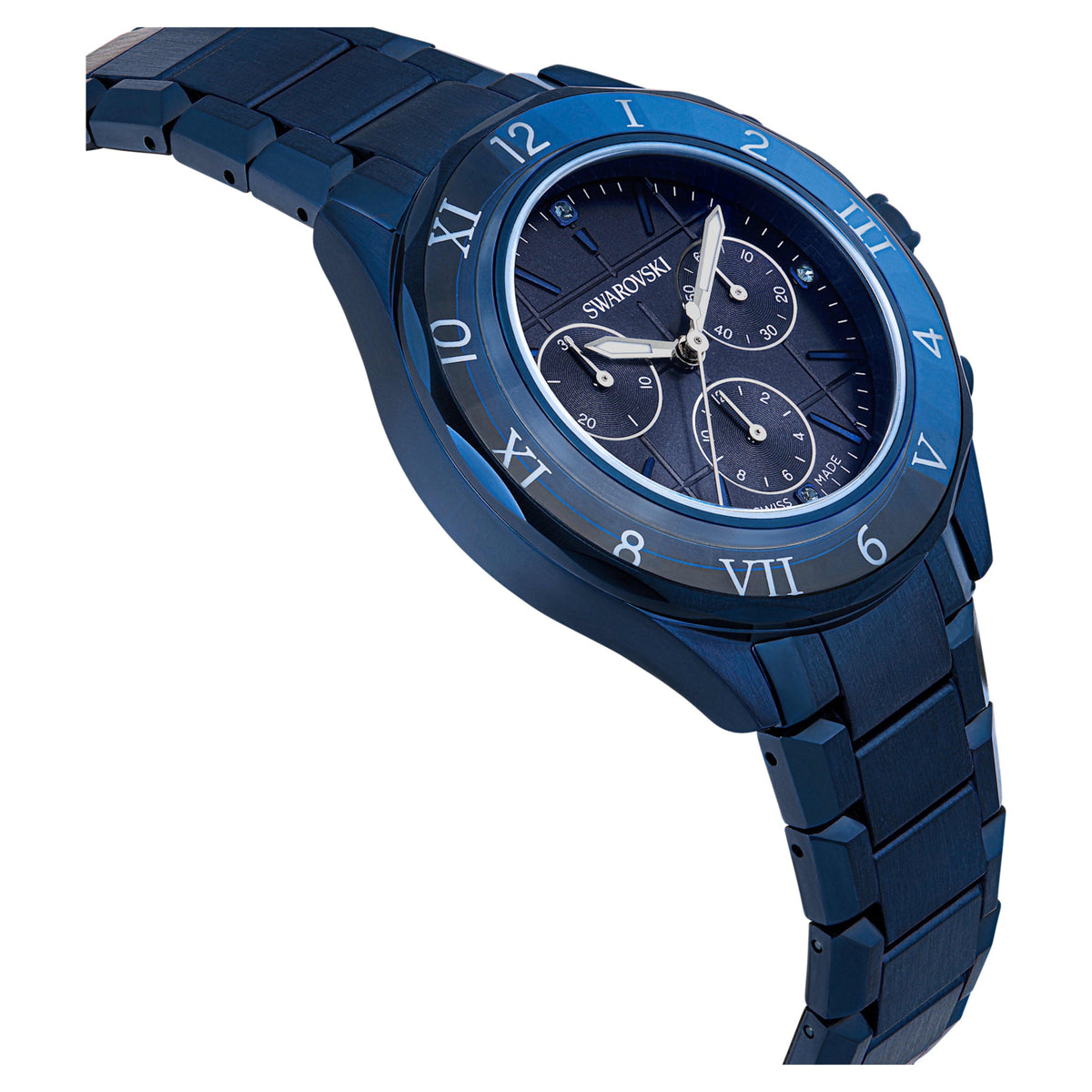 Dextera Chrono Saat, 39 mm, İsviçre Üretimi, Metal bileklik, Mavi, Mavi yüzey
