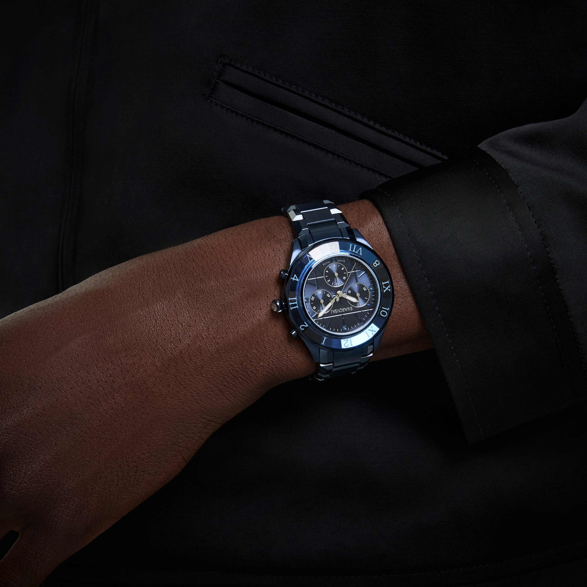 Dextera Chrono Saat, 39 mm, İsviçre Üretimi, Metal bileklik, Mavi, Mavi yüzey