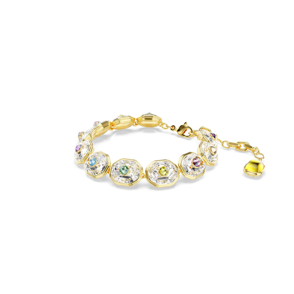 Chroma Tennis Bileklik, Octagon Kesim, Çok Renkli, Altin Rengi Kaplama