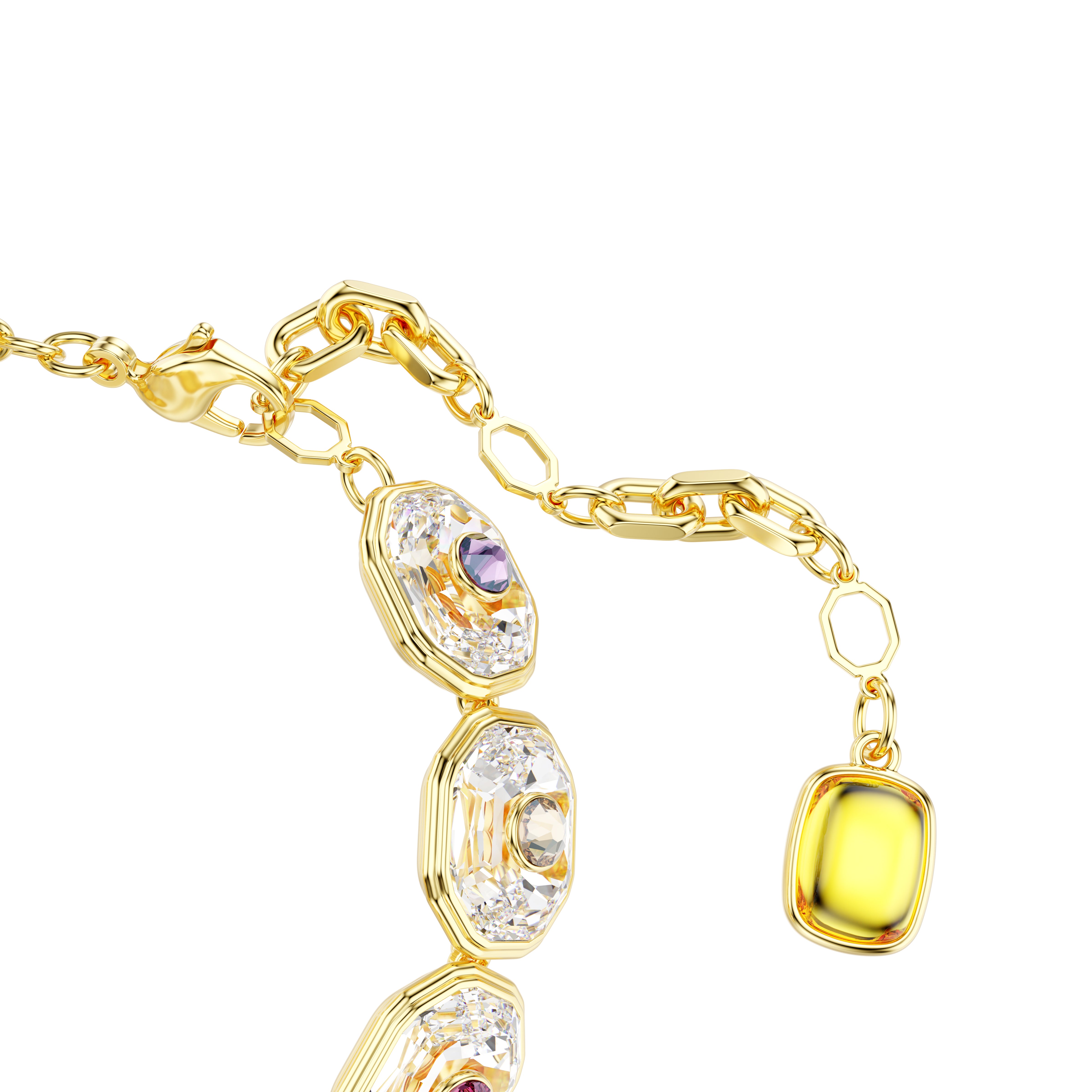 Chroma Tennis Bileklik, Octagon Kesim, Çok Renkli, Altin Rengi Kaplama