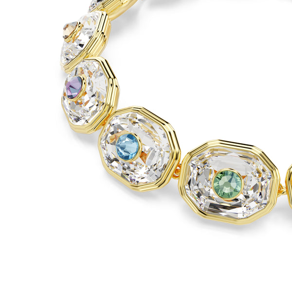 Chroma Tennis Bileklik, Octagon Kesim, Çok Renkli, Altin Rengi Kaplama