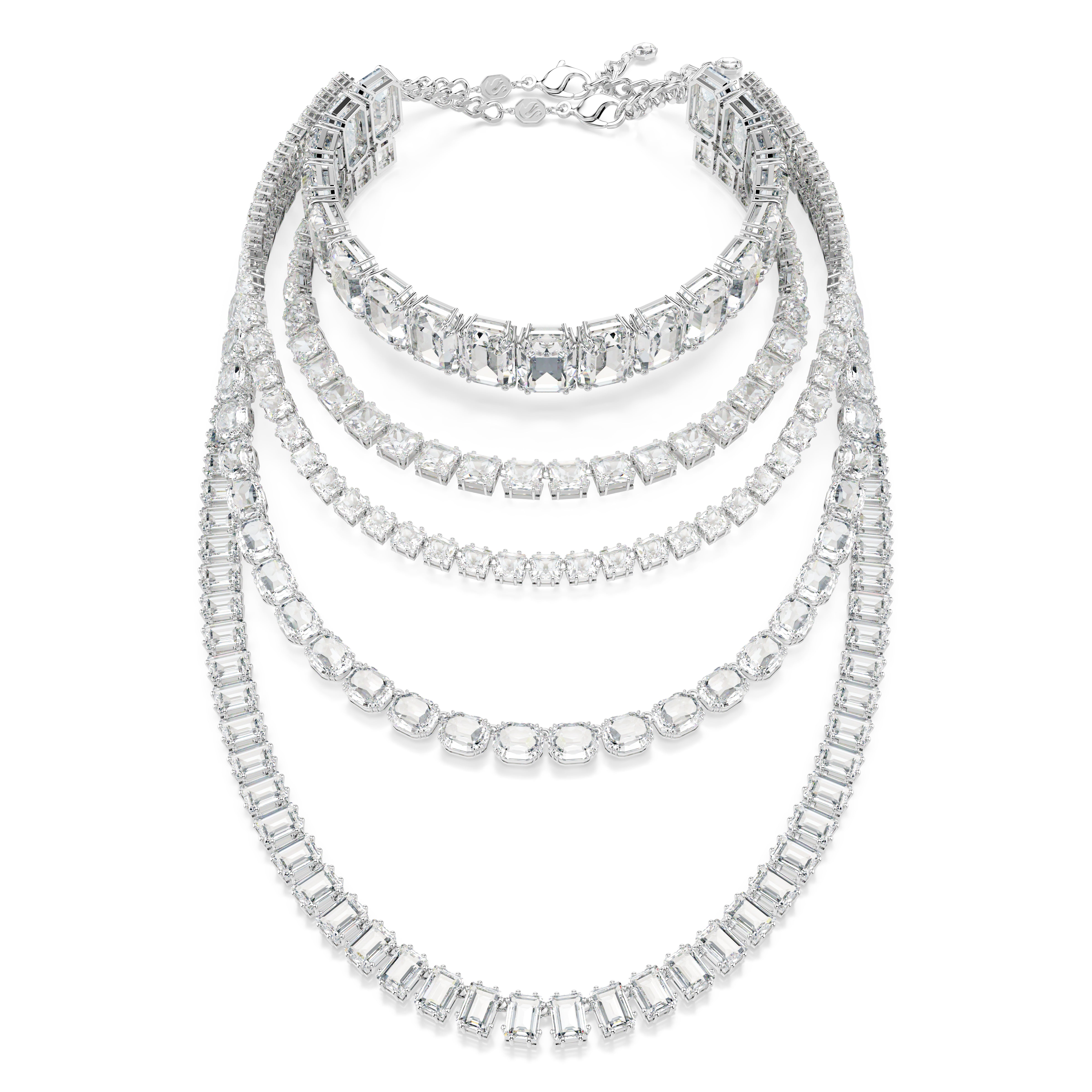 Millenia Katli Kolye, Karişik Kesimler, Beyaz, Rodyum Kaplama