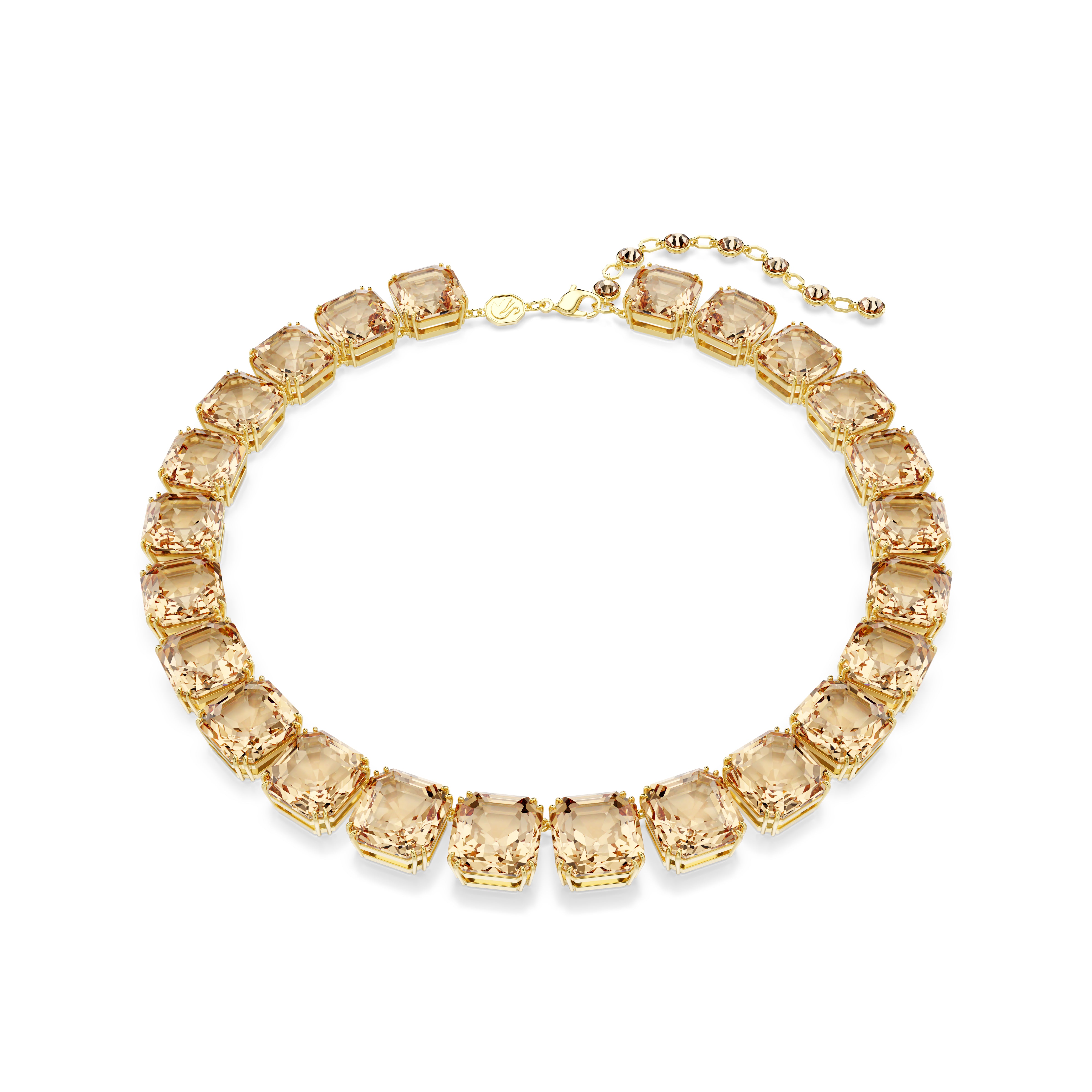 Millenia Tennis Kolye, Sekizgen Kesim, Altin Rengi Kaplama