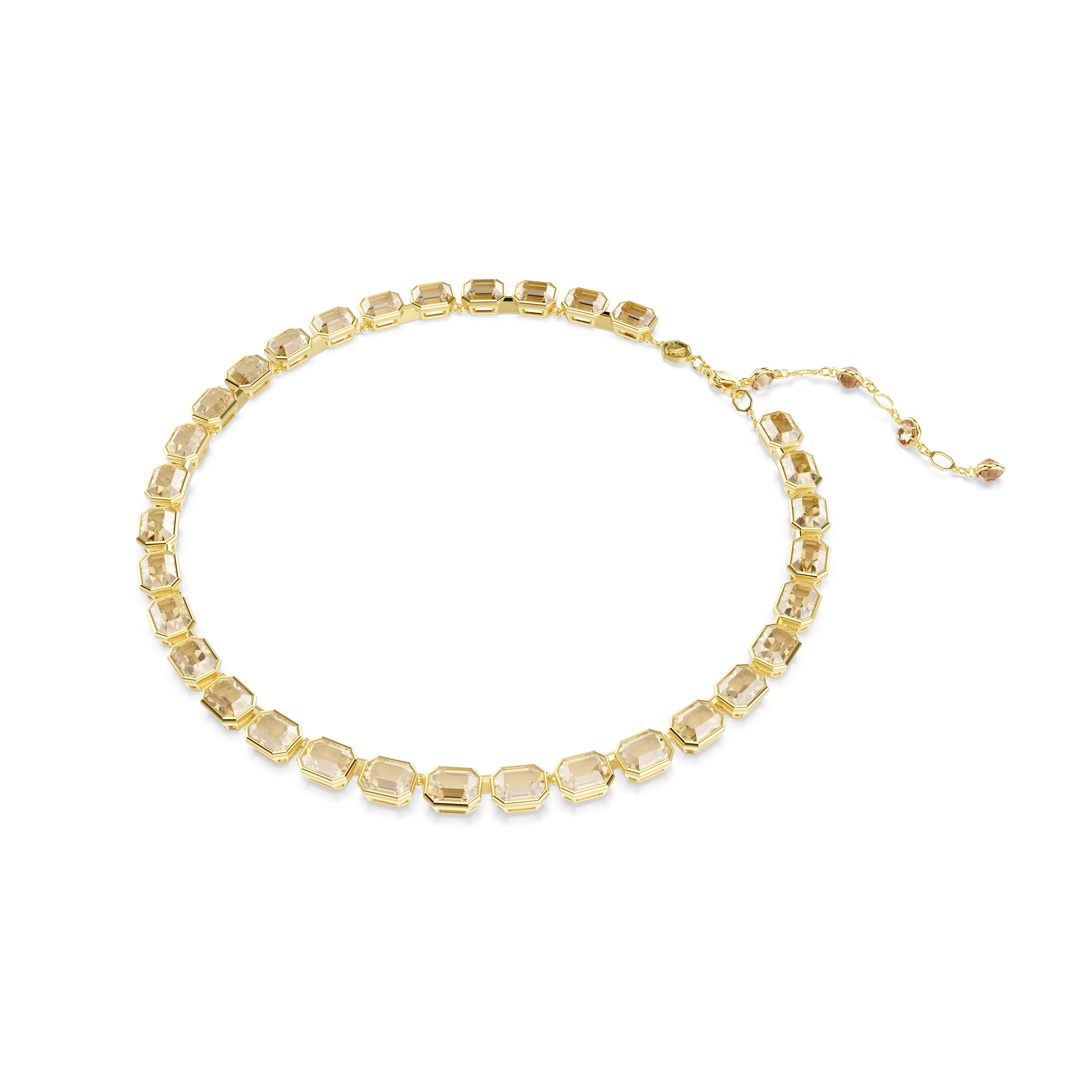 Millenia Tennis Kolye, Sekizgen Kesim, Sari, Altin Rengi Kaplama