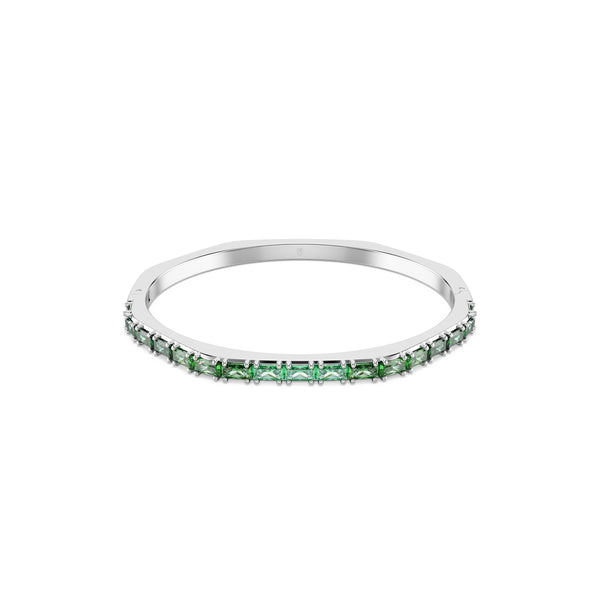 Matrix Bangle Bileklik, Baget Kesim, Yeşil, Rodyum Kaplama