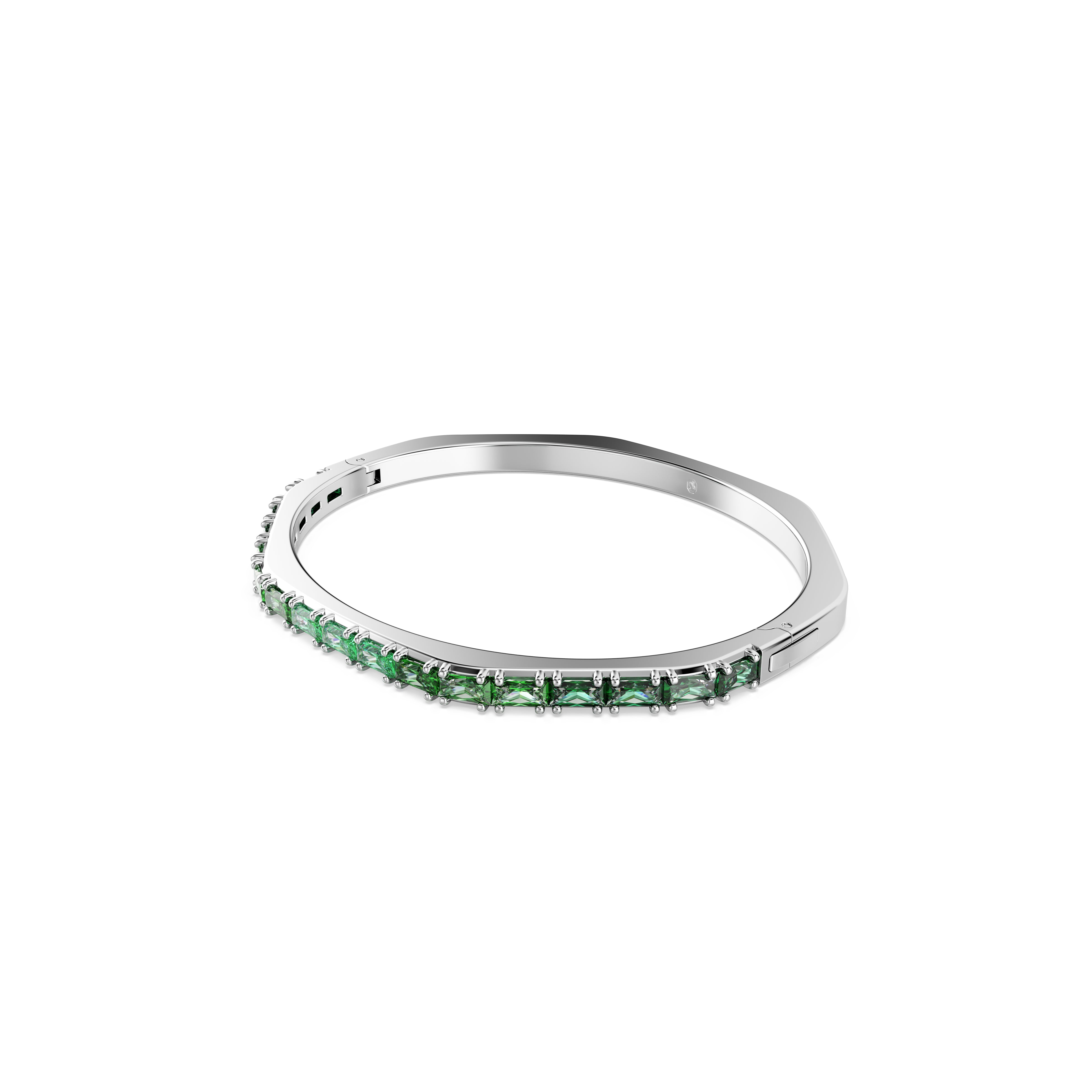 Matrix Bangle Bileklik, Baget Kesim, Yeşil, Rodyum Kaplama