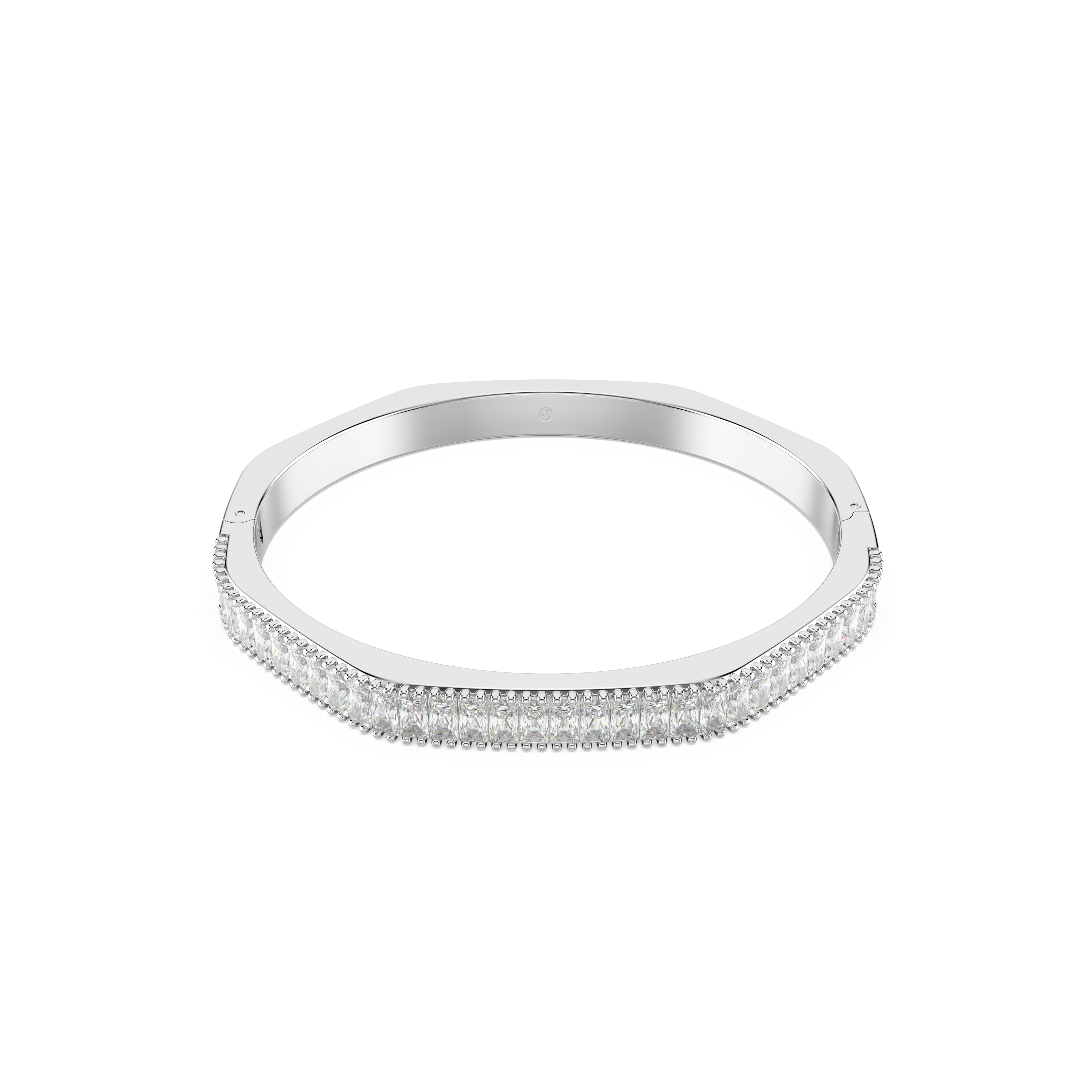 Matrix Bangle Bileklik, Baget Kesim, Beyaz, Rodyum Kaplama