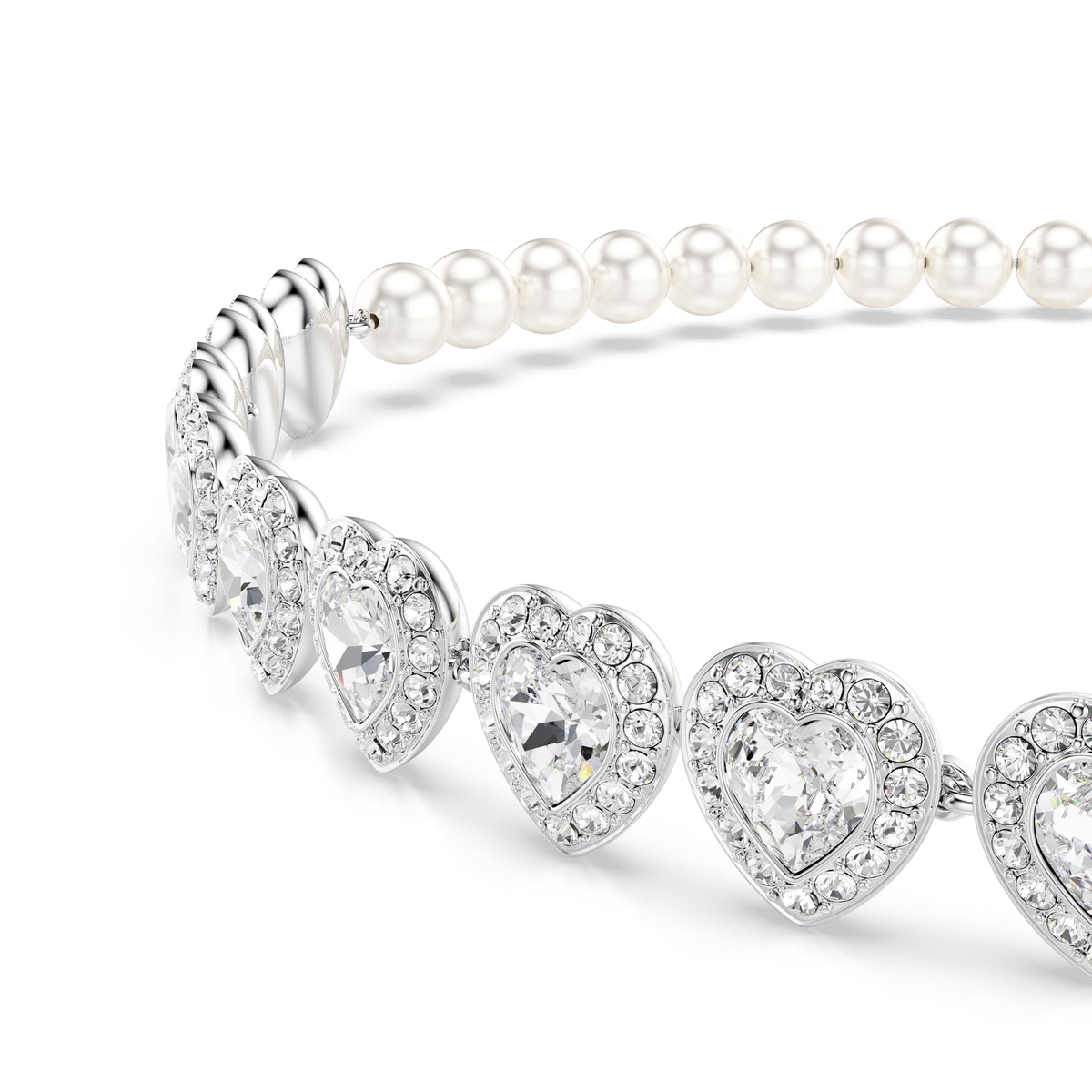 Capsule Angelic Choker Kolye, İnci, Beyaz, Rodyum Kaplama