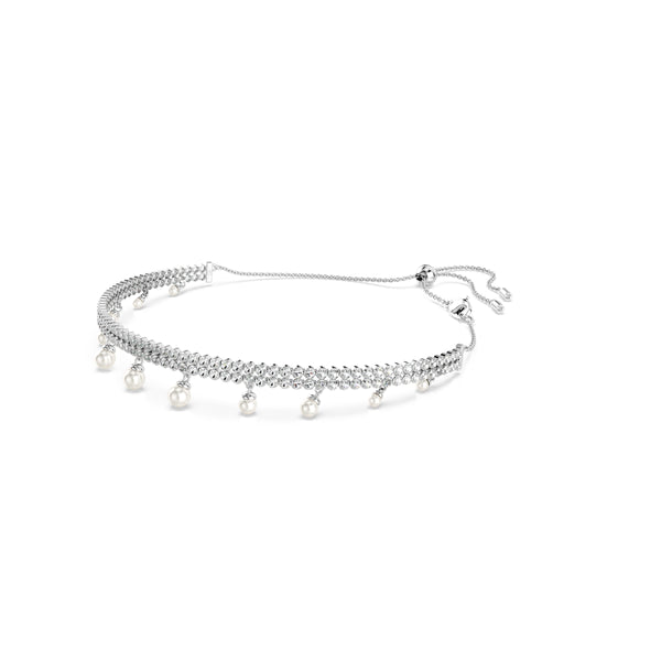 Capsule Choker Kolye, İnci, Beyaz, Rodyum Kaplama