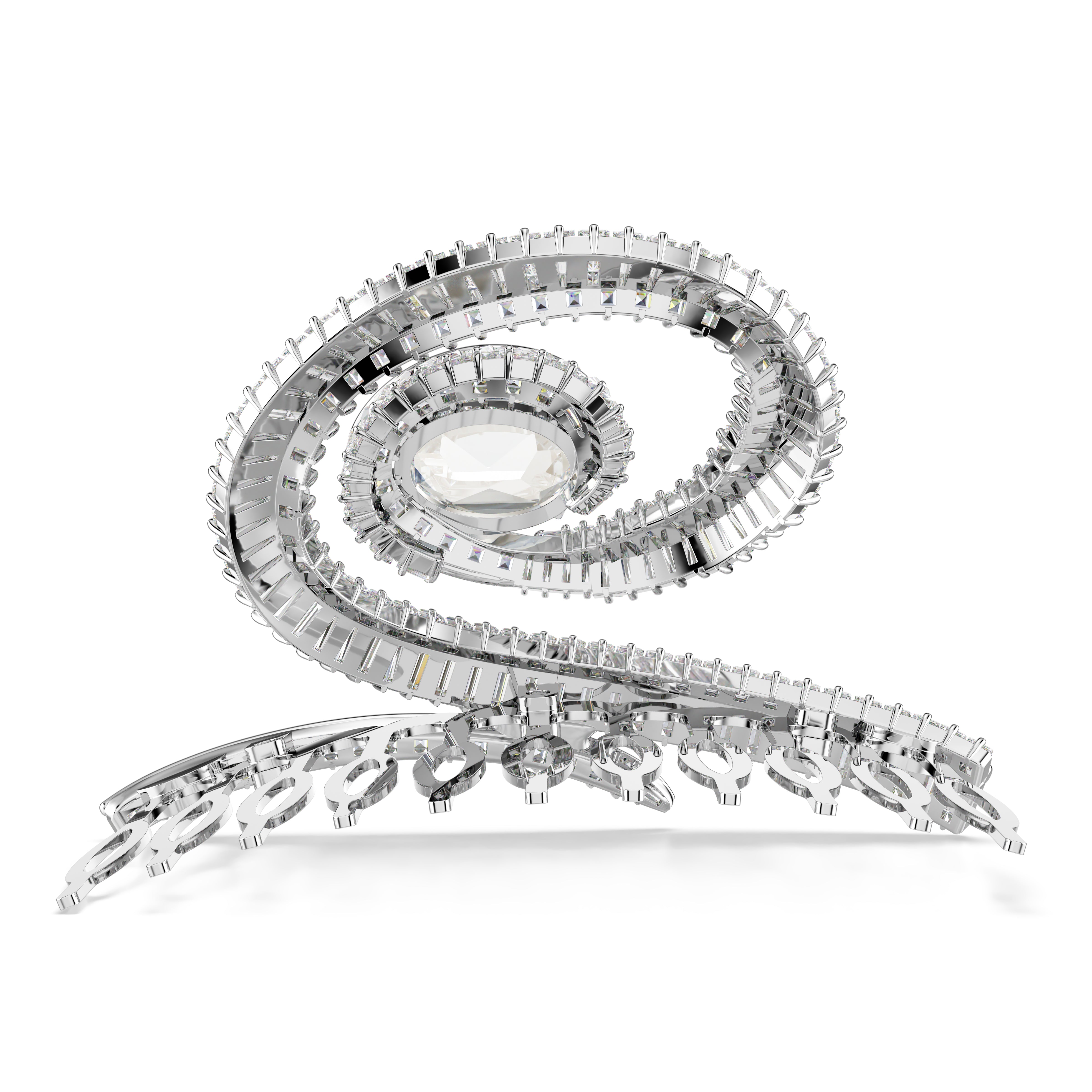 Ariana Grande x Swarovski Saç Tokası, Baget Kesim, Beyaz, Rodyum Kaplama