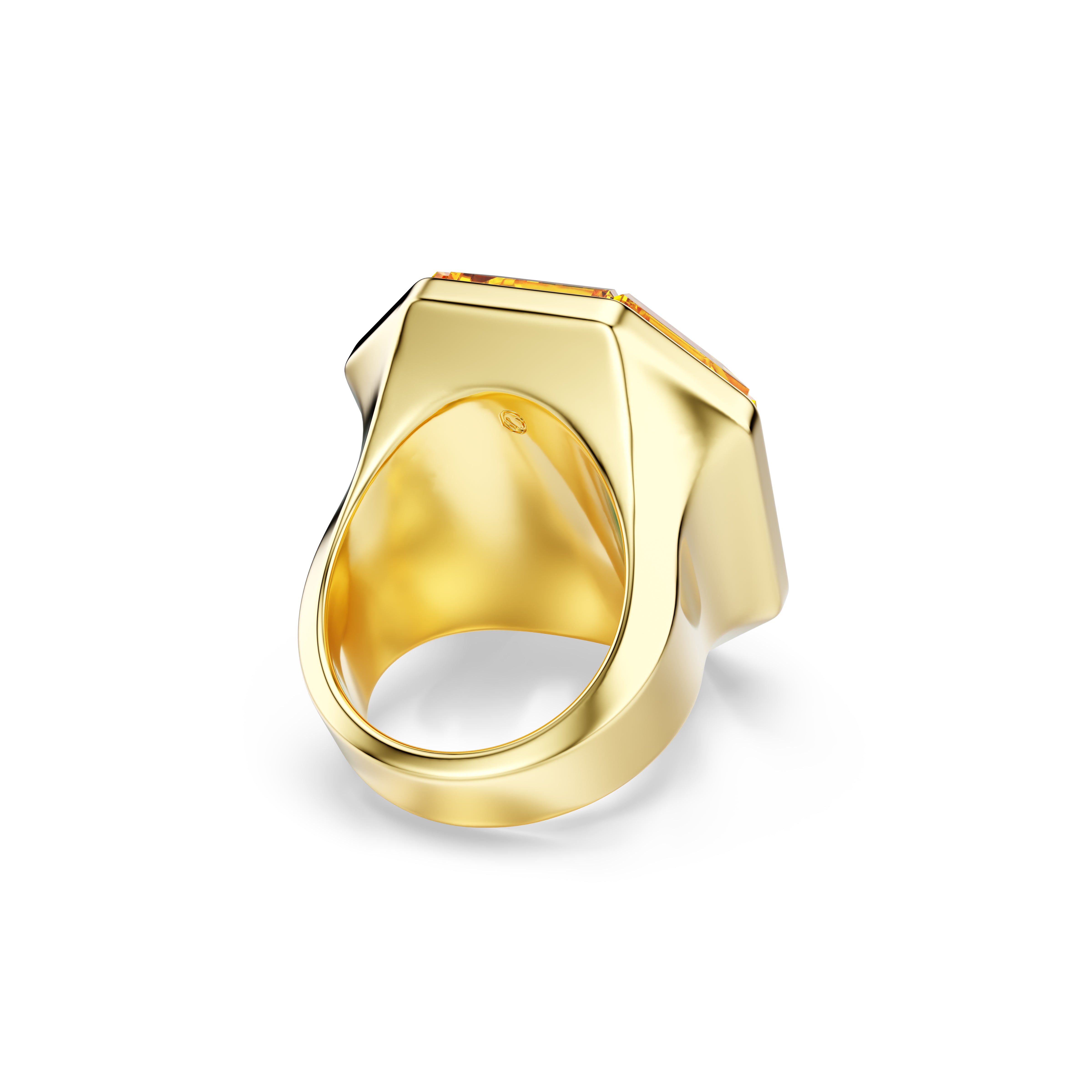 Lucent Kokteyl Yüzük, Octagon Şekil, Sari, Altin Rengi Kaplama