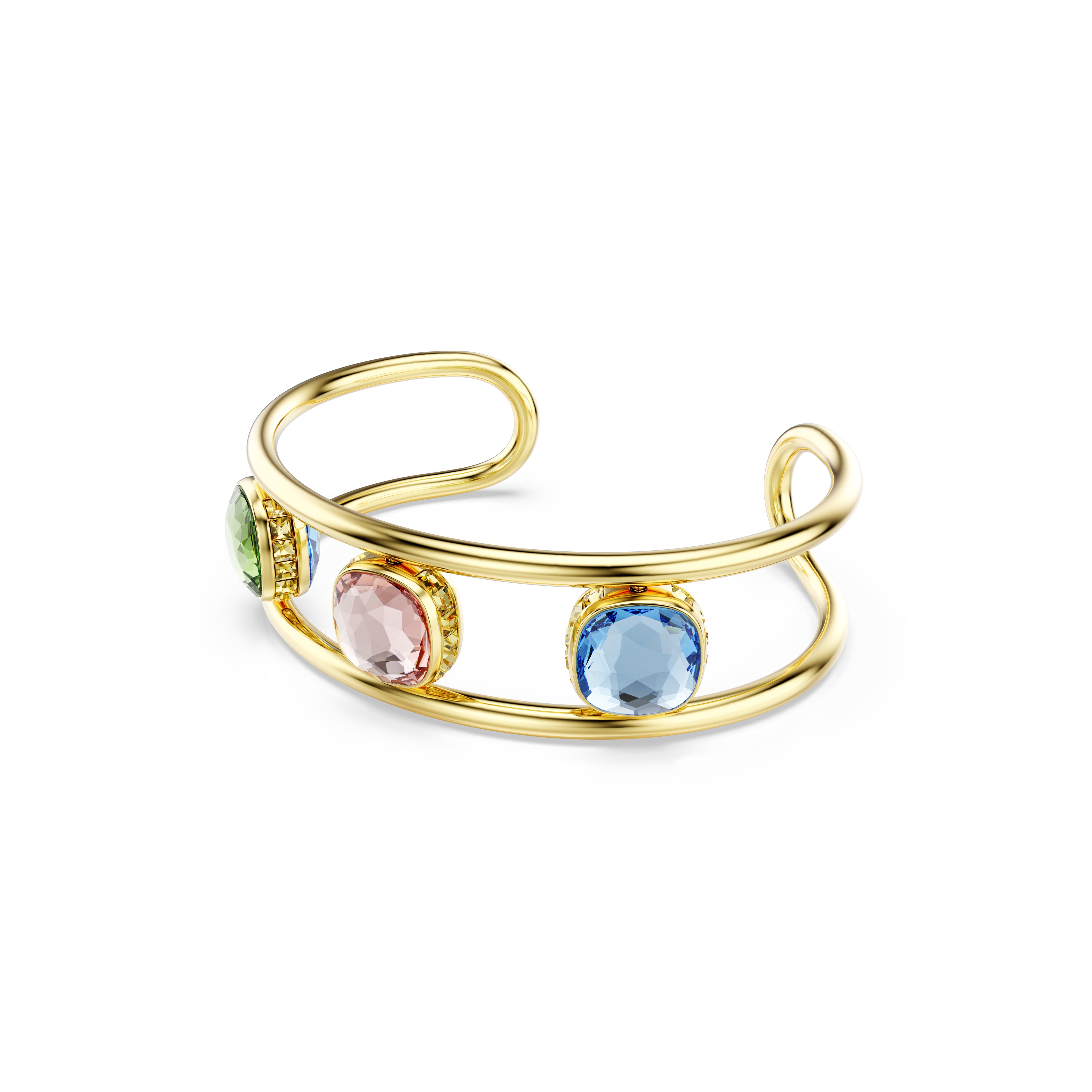 Chroma Kelepçe Bileklik, Yastik Kesim, Yeşil, Altin Rengi Kaplama