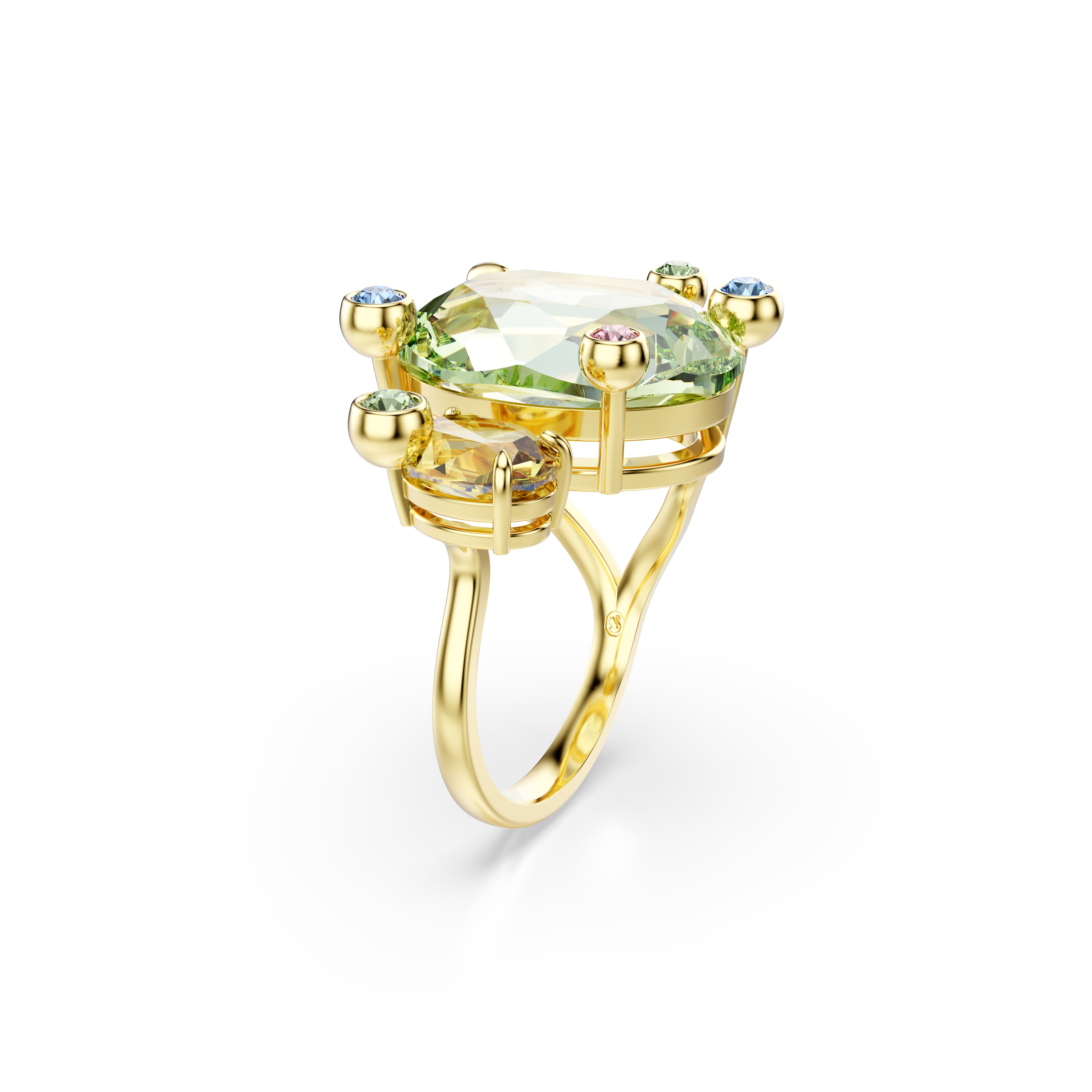 Gema Open Yüzük, Karişik Kesim, Çok Renkli, Altin Rengi Kaplama