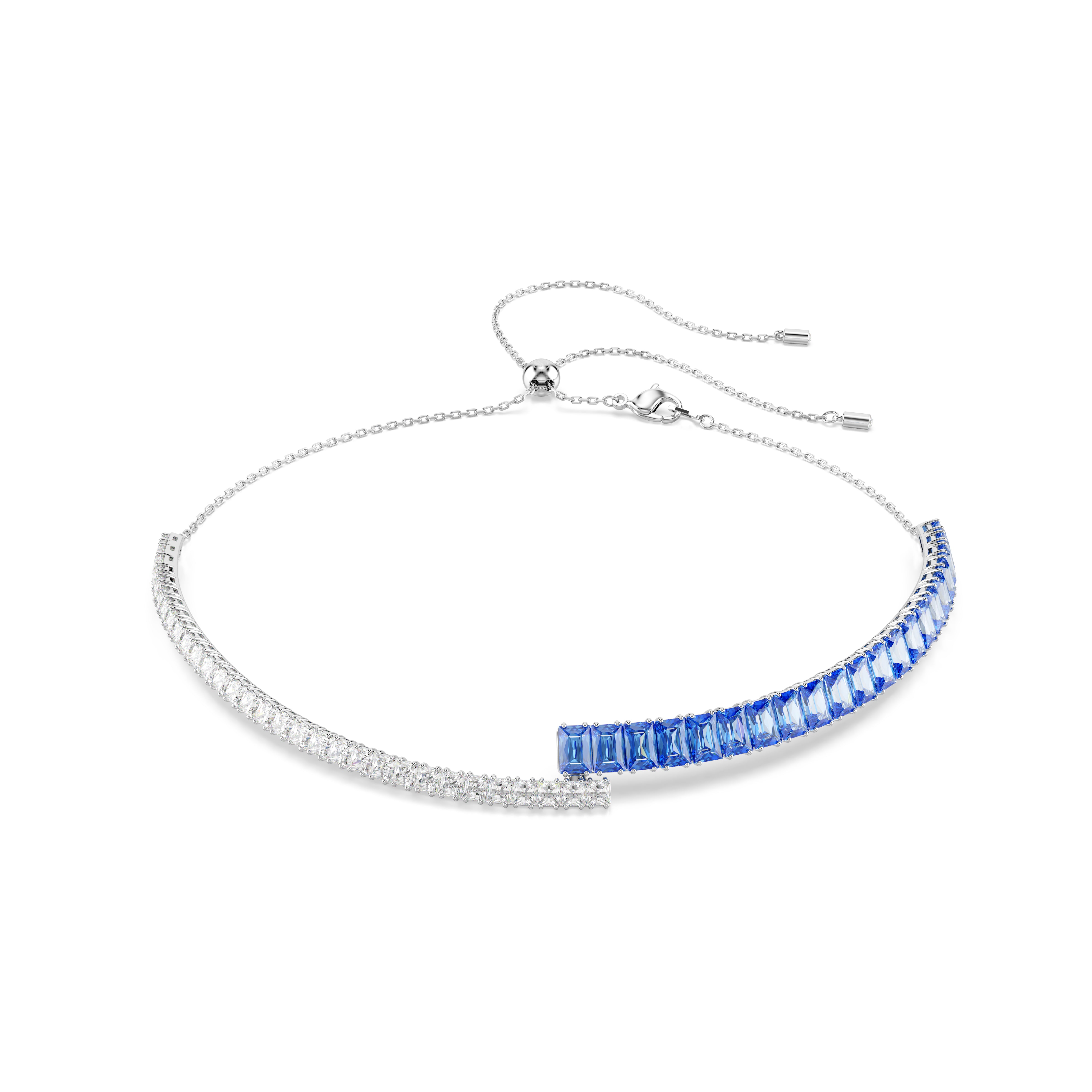 Matrix Choker Kolye, Karışık Kesim, Mavi, Rodyum kaplama