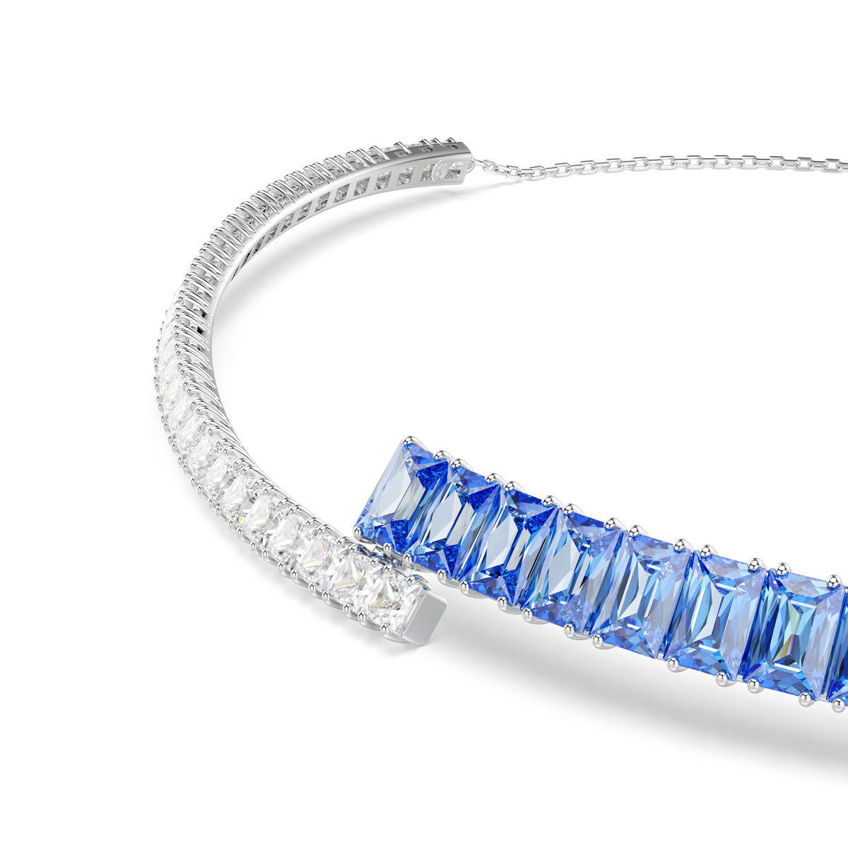 Matrix Choker Kolye, Karışık Kesim, Mavi, Rodyum kaplama