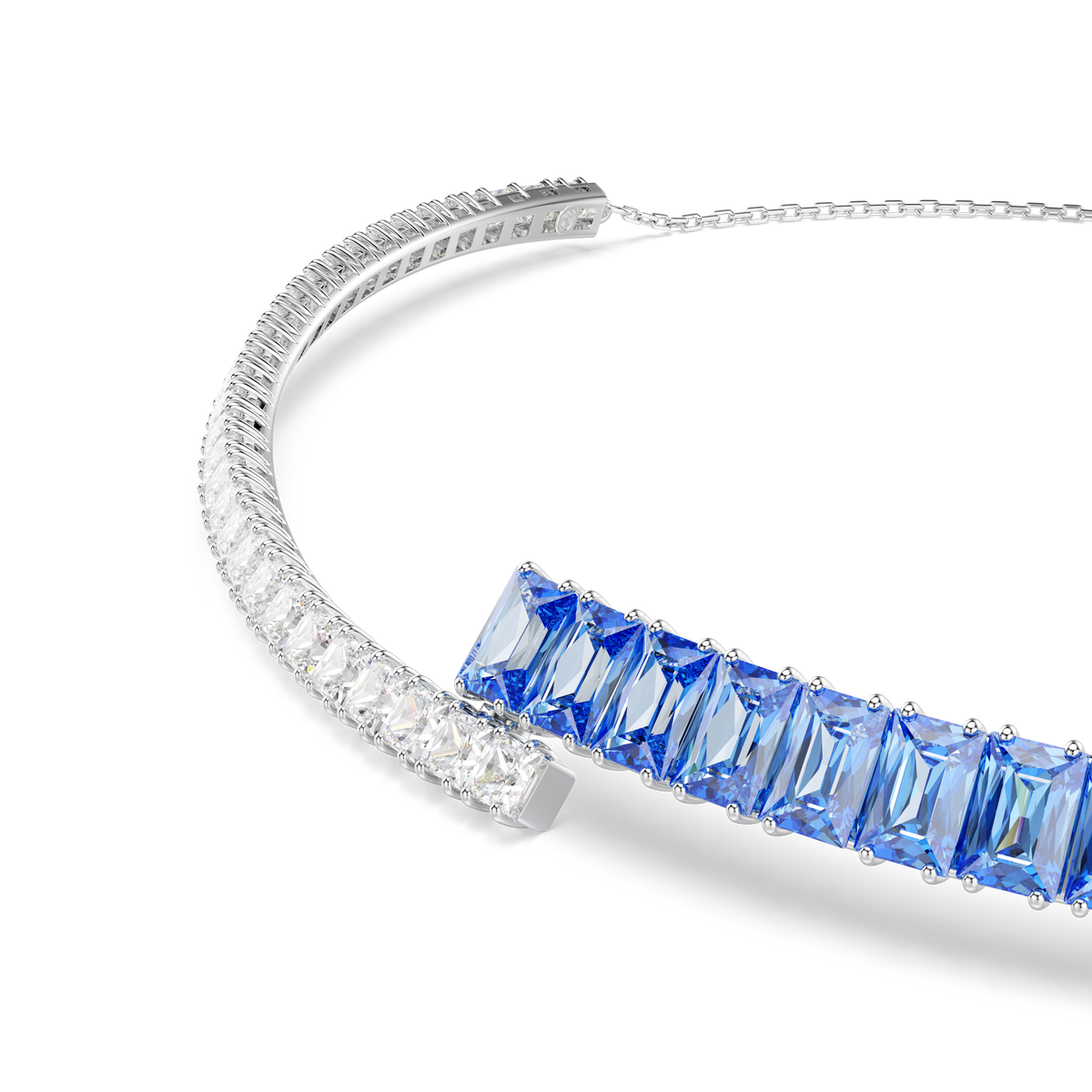Matrix Choker Kolye, Karışık Kesim, Mavi, Rodyum kaplama