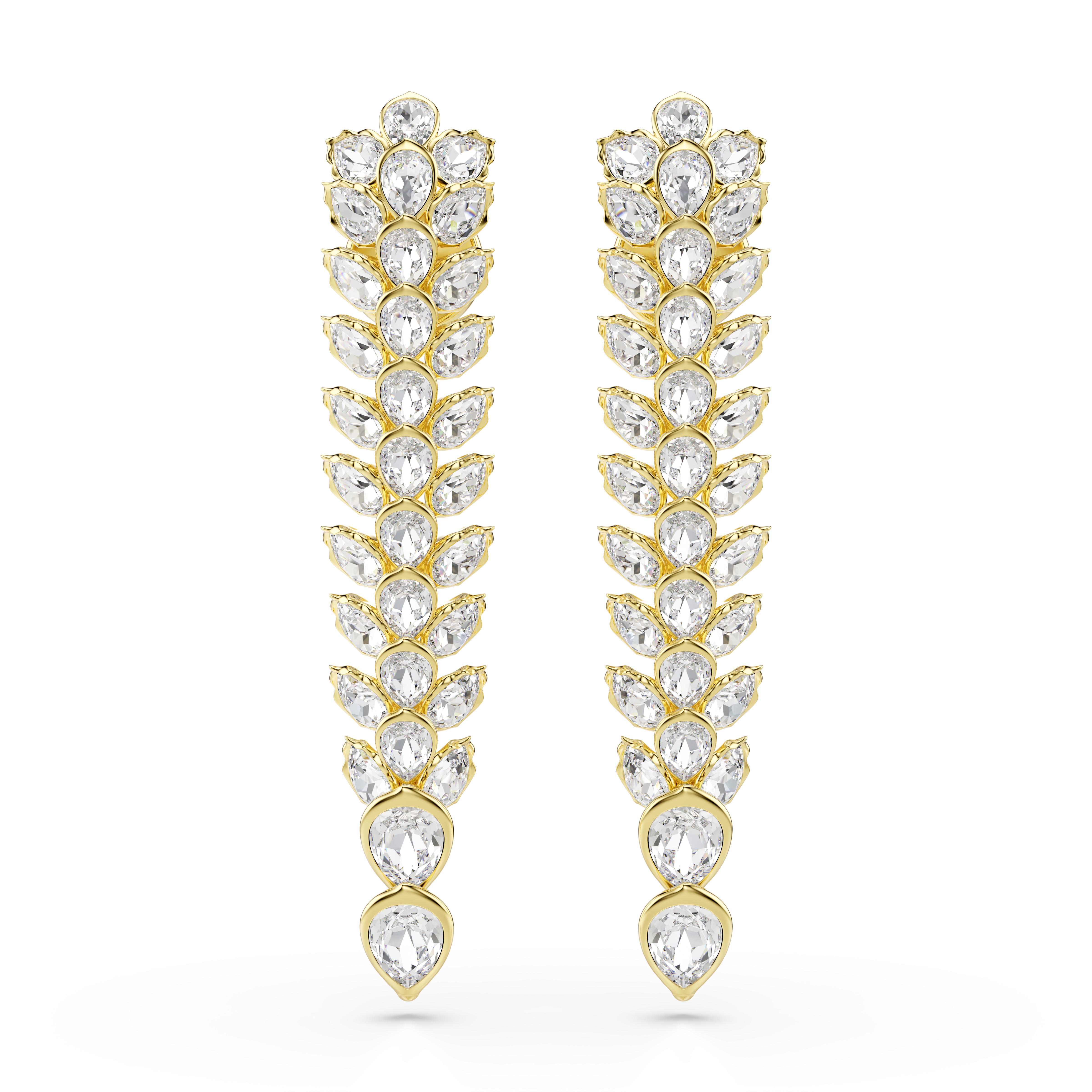 Idyllia Damla Küpe, Karışık Kesim, Uzun, Beyaz, Altın Rengi Kaplama