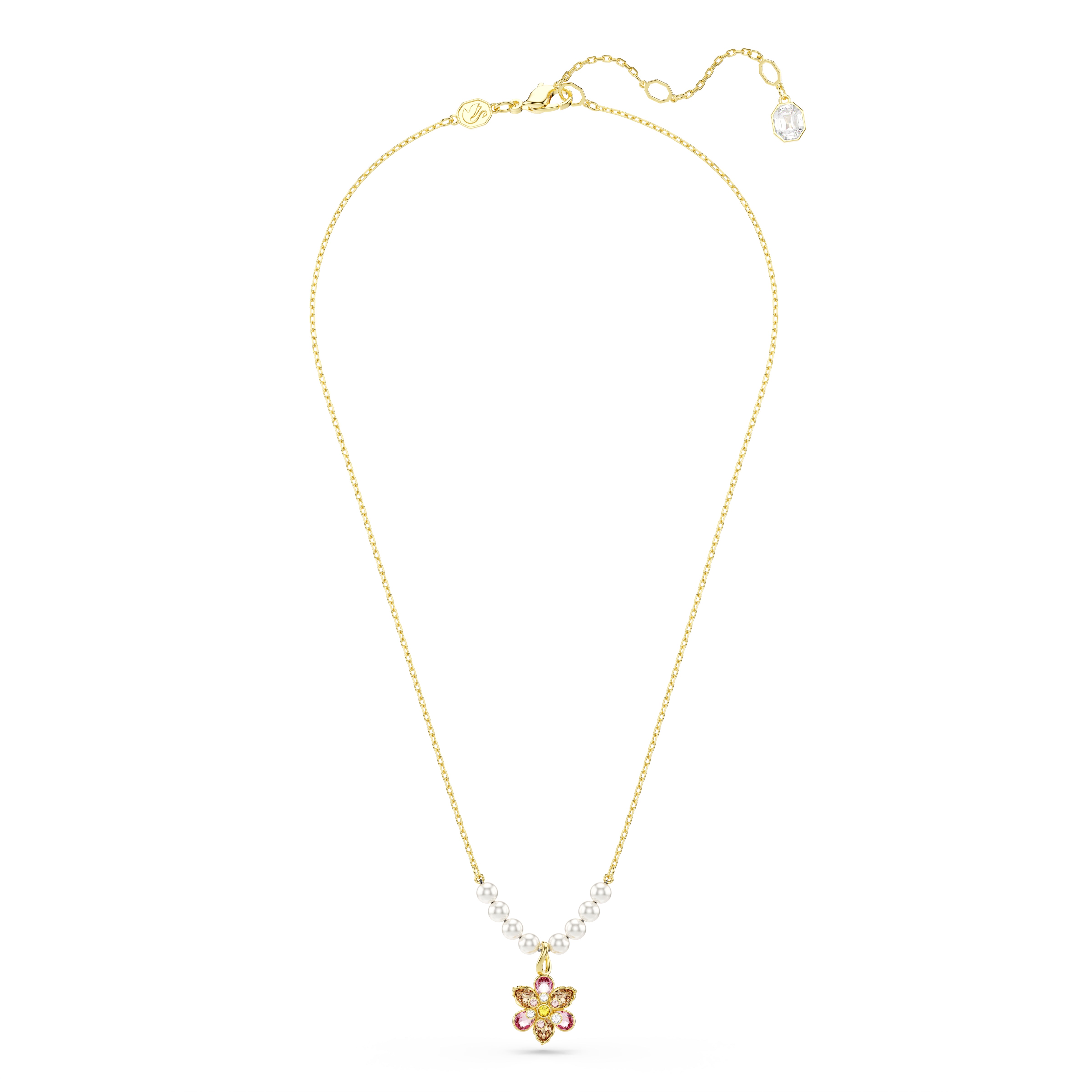 Idyllia Kolye, Kristal İnci, Karişik Kesim, Çiçek, Çok Renkli, Altin Rengi Kaplama