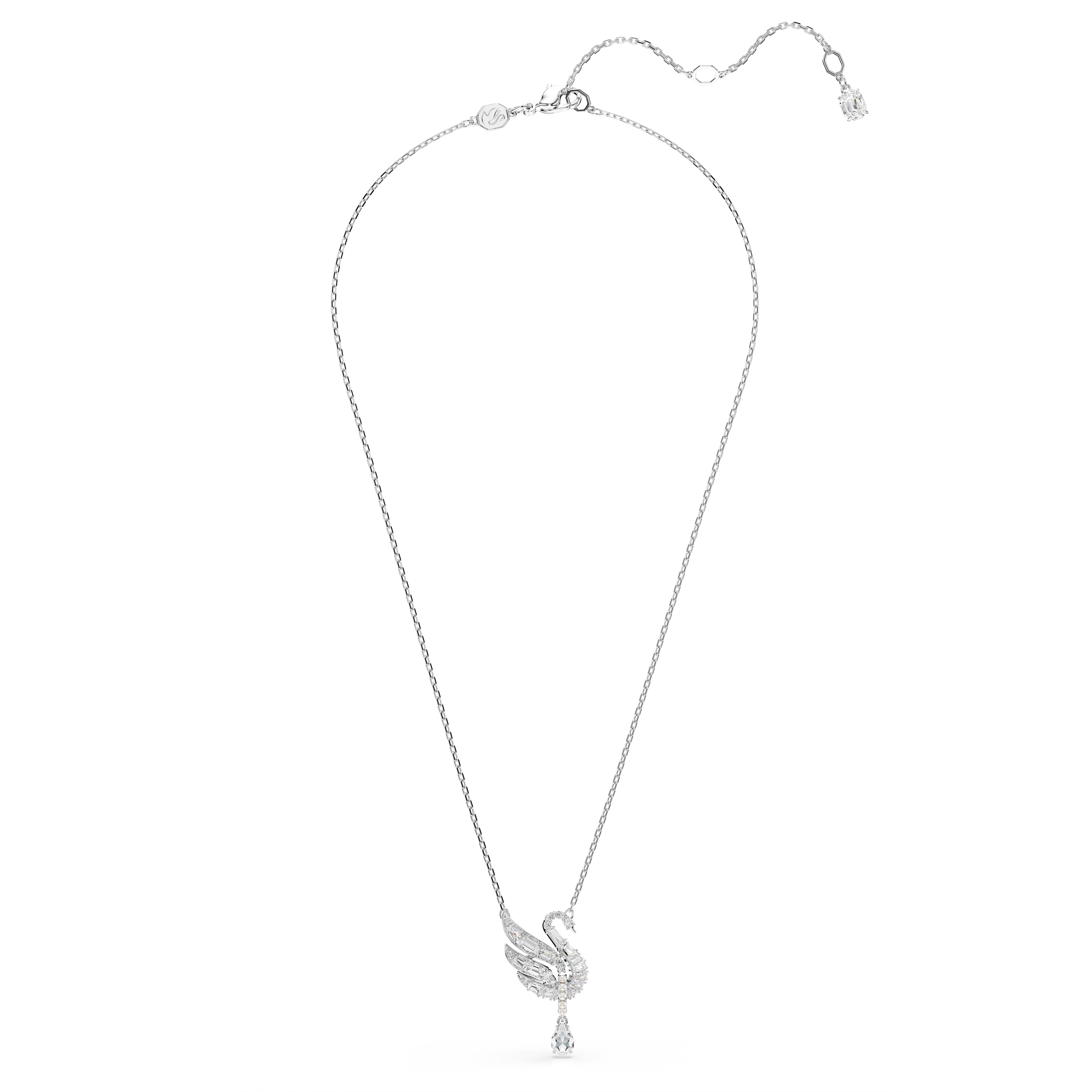 Swan Kolye, Kuğu, Beyaz, Rodyum Kaplama