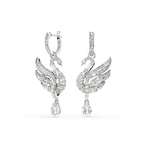 Swan Küpeler, Kuğu, Beyaz, Rodyum Kaplama