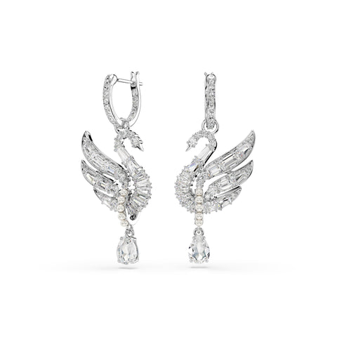Swan Küpeler, Kuğu, Beyaz, Rodyum Kaplama
