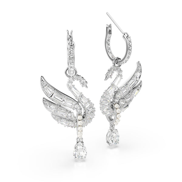 Swan Küpeler, Kuğu, Beyaz, Rodyum Kaplama