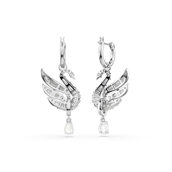 Swan Küpeler, Kuğu, Beyaz, Rodyum Kaplama
