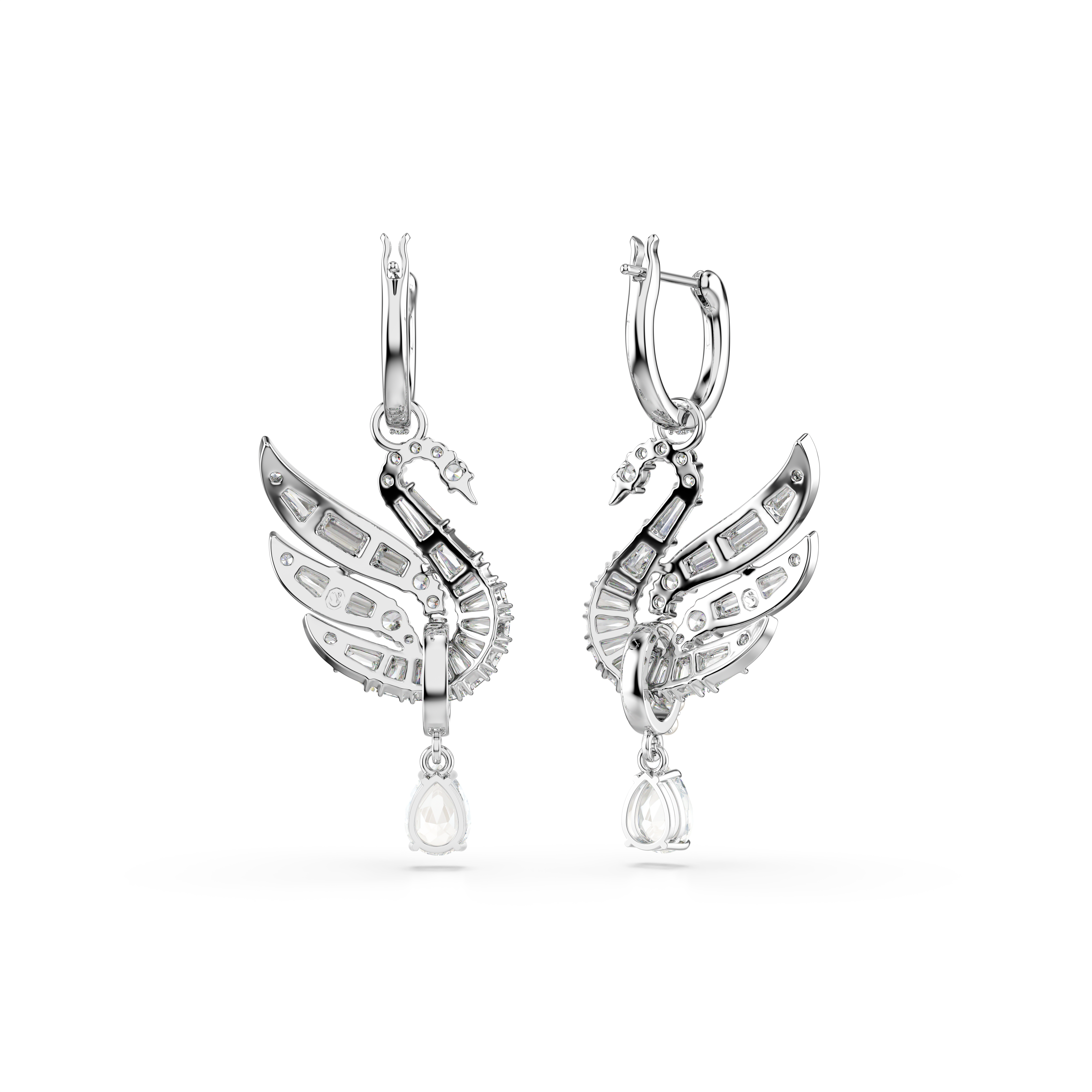Swan Küpeler, Kuğu, Beyaz, Rodyum Kaplama
